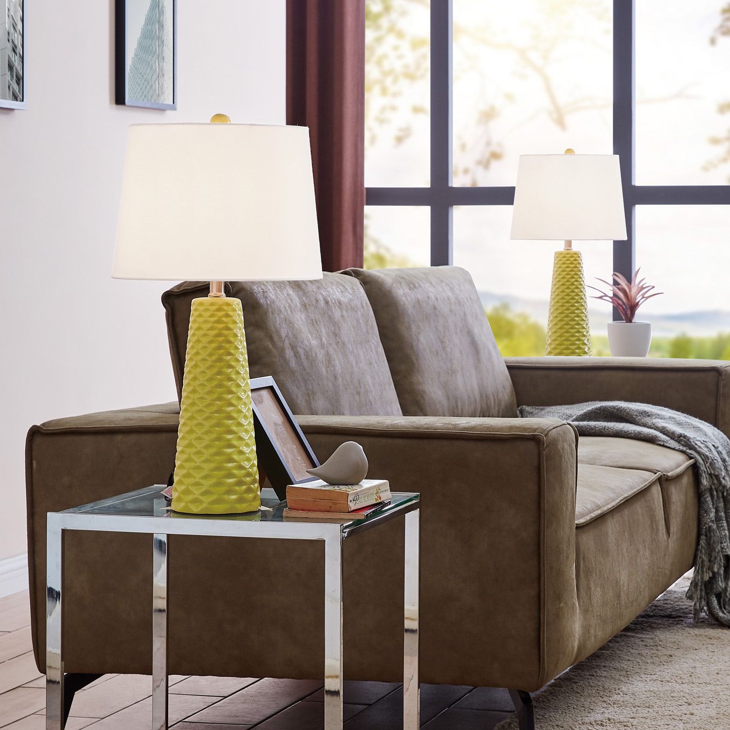 Lite Source Muriel Green Ceramic Table Lamps Set of 2