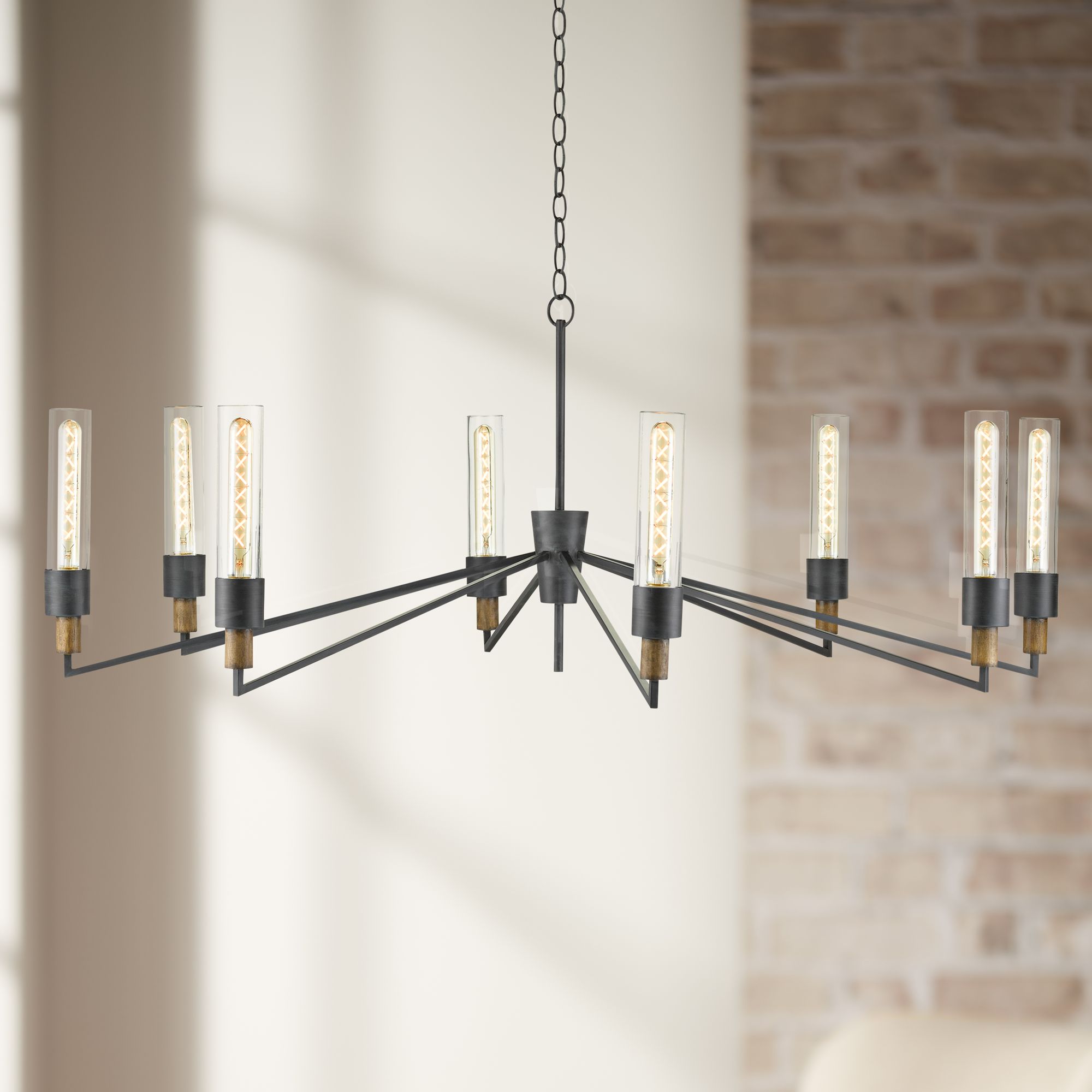 Delgado 51 3/4" Wide Antique Black Wood 8-Light Chandelier