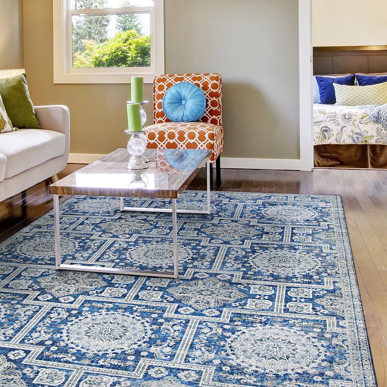 Pasha Sari Sapphire Ivory Indoor Area Rug