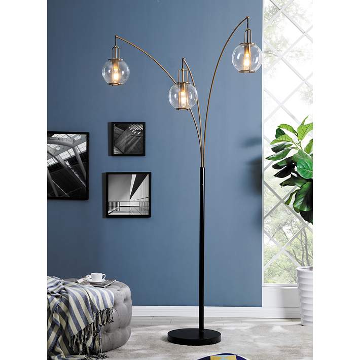 And Gold 3 Light Arc Floor Lamp, Arc Lamp Glass Shade