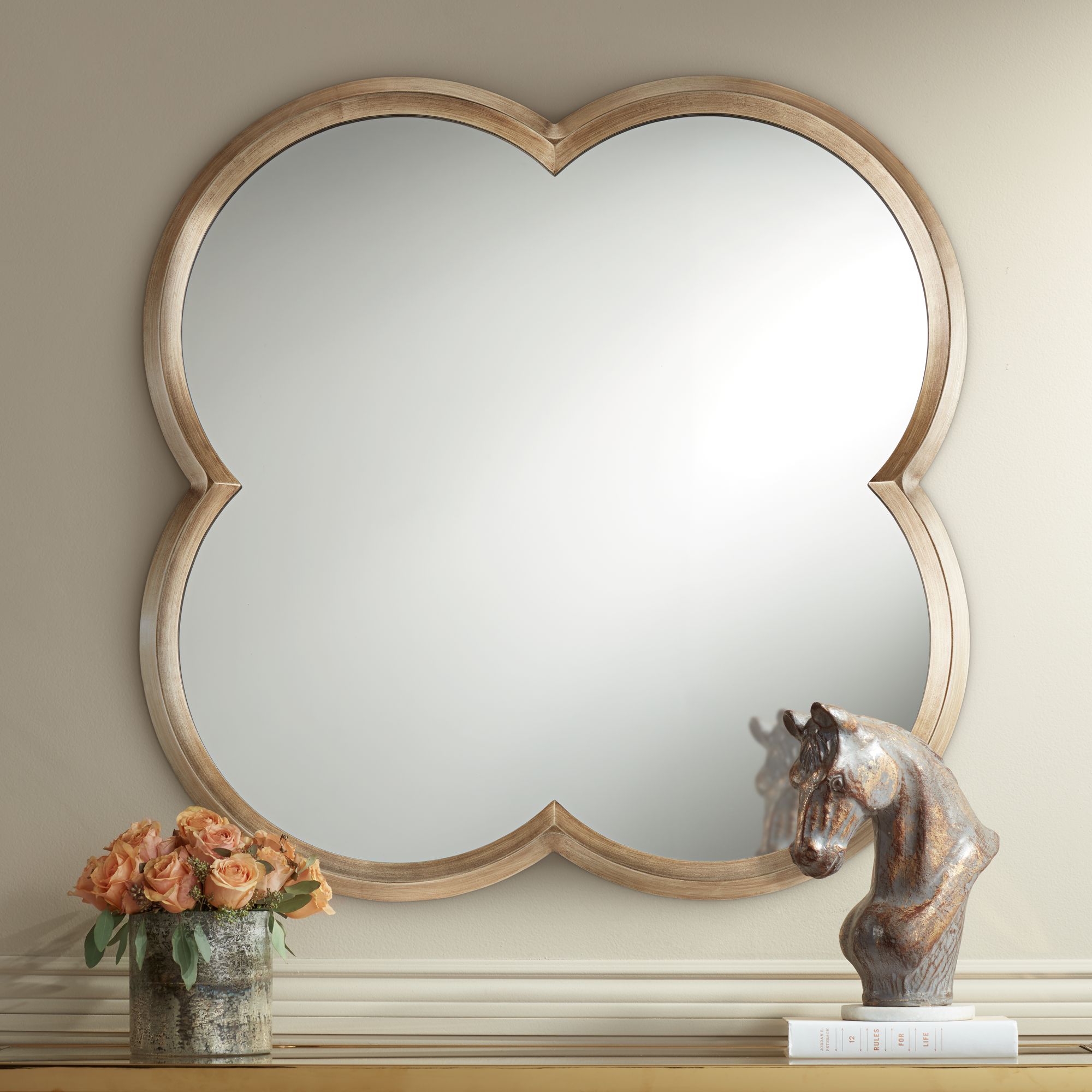 Palazzo Gold 34 3/4" x Clover Framed Wall Mirror