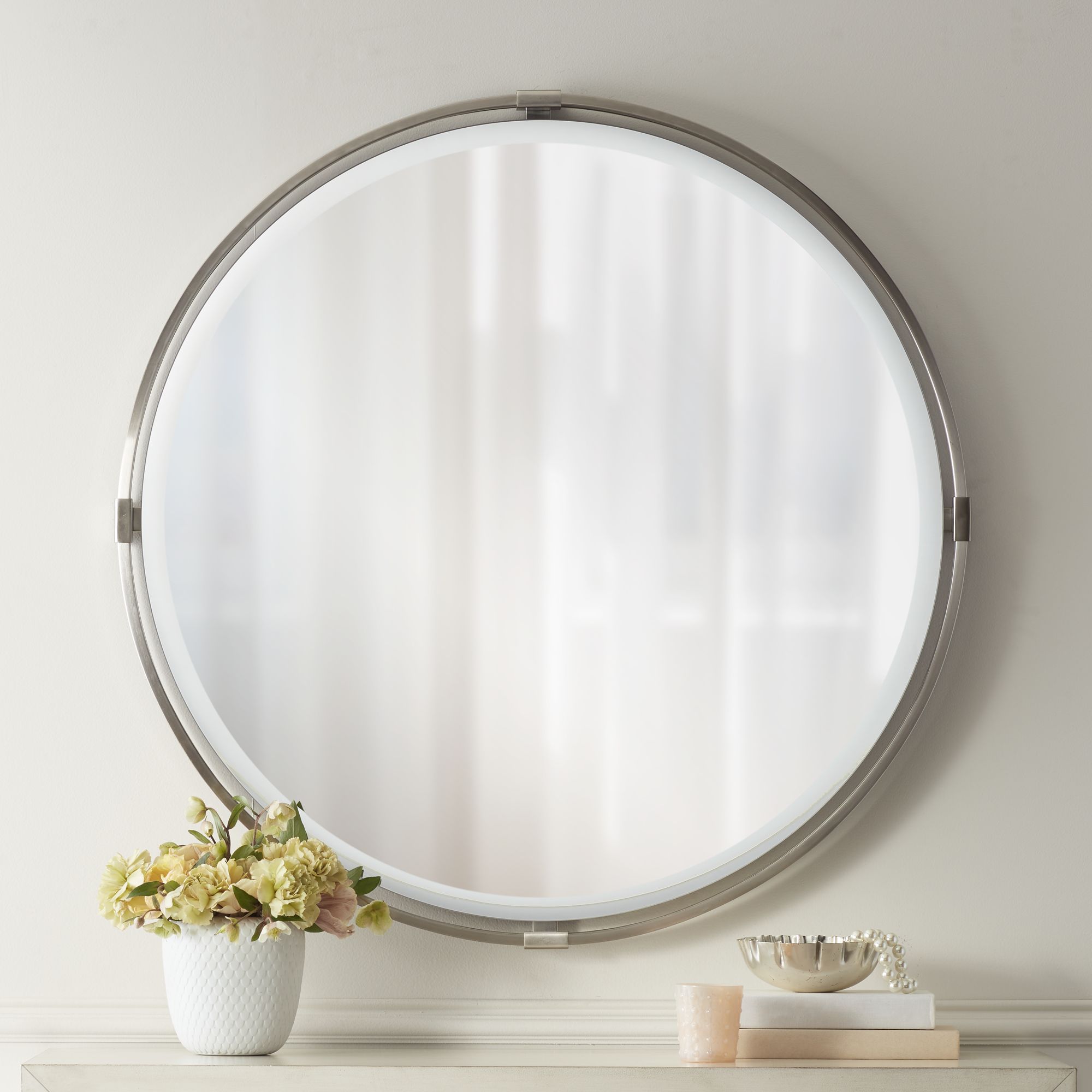 Darlington Polished Nickel 34" Round Wall Mirror - #87X79 | Lamps Plus