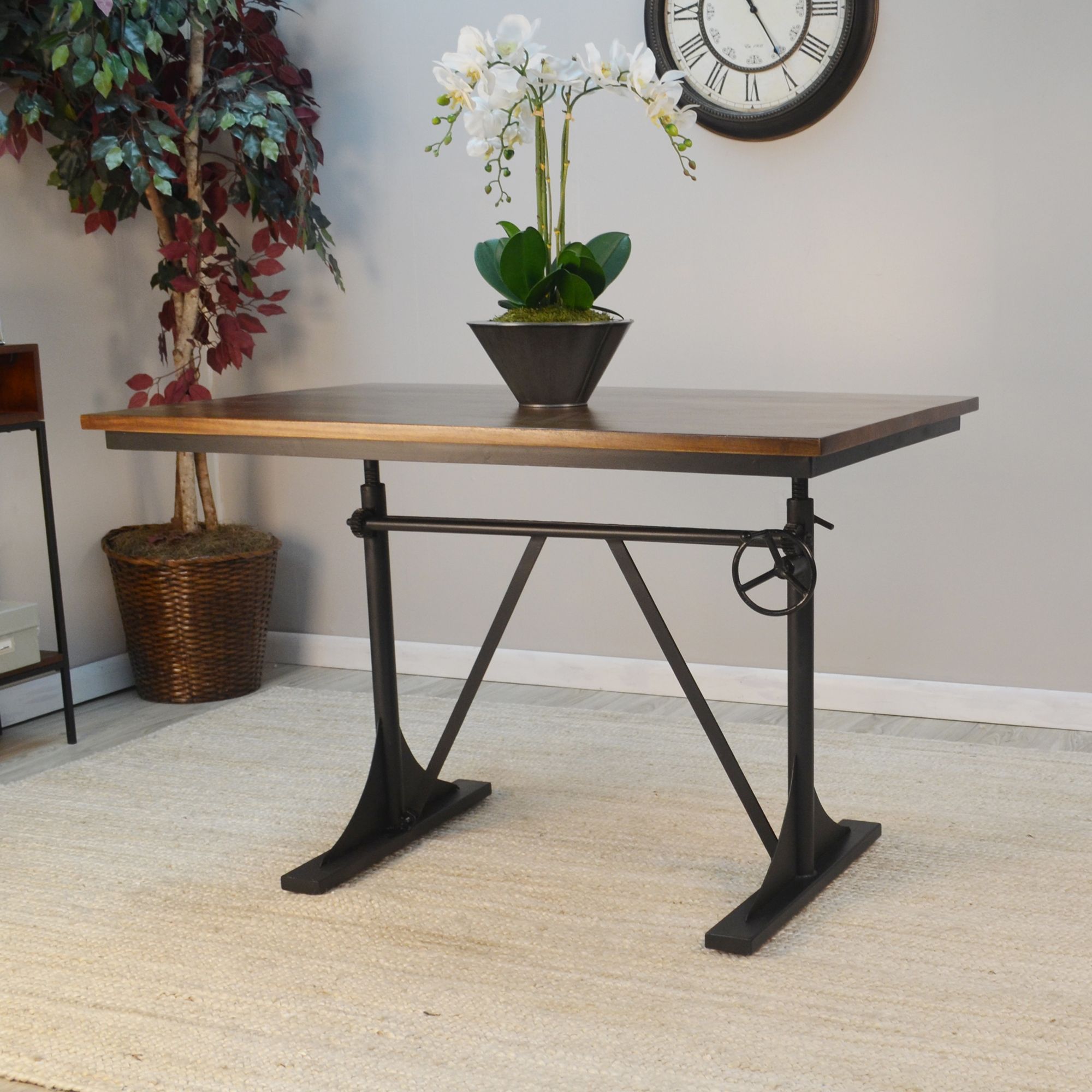 Cooper 48"W Elm Wood and Black Height Adjustable Table/Desk