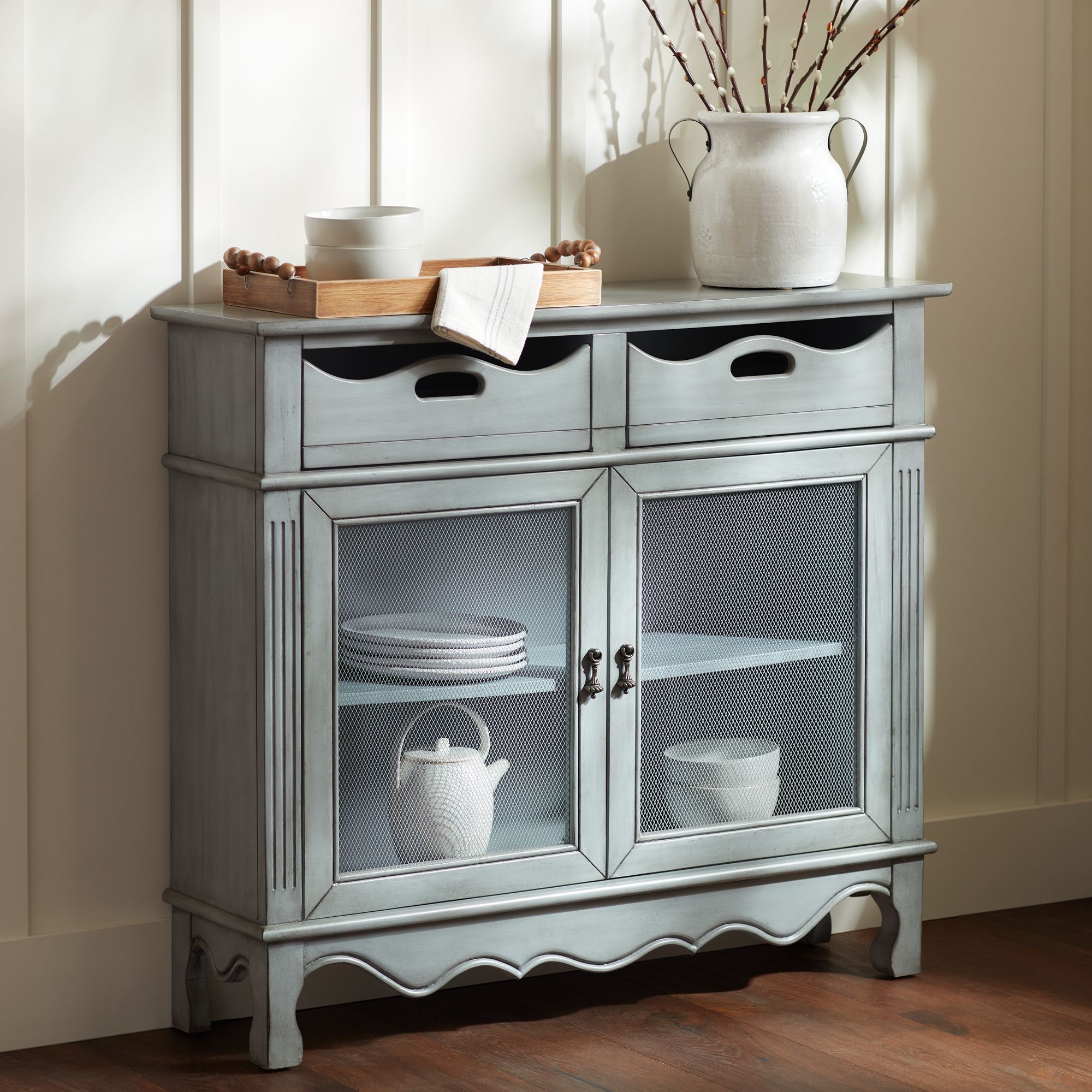 Audley 39 1/4" Wide Gray-Blue Finish Wood Chest by Elm Lane