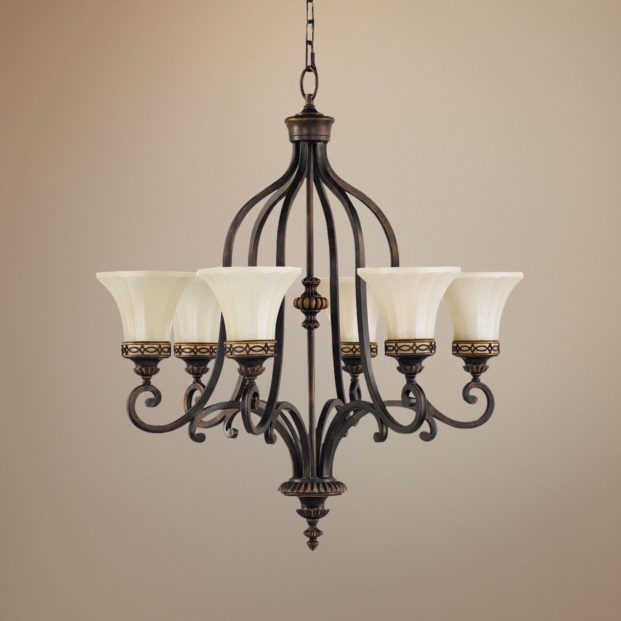 Feiss Drawing Room 28" Wide Walnut 6-Light Chandelier