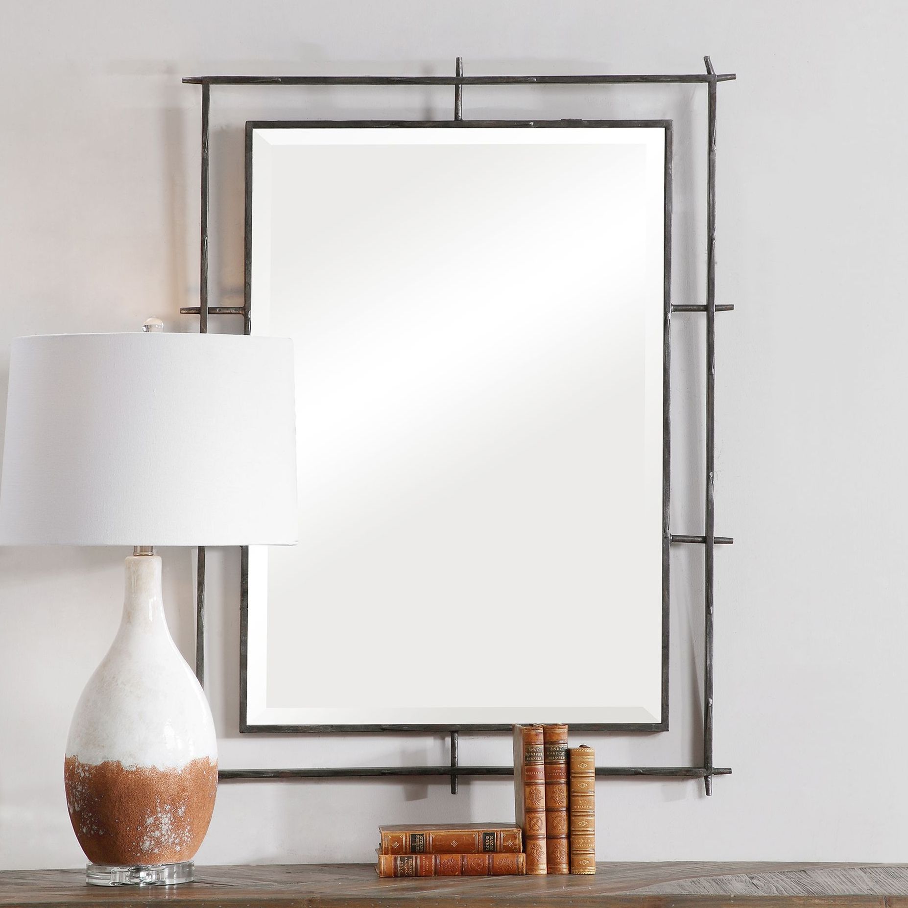 Ironworks Ebony 40" x 30" Iron Frame Handcrafted Wall Mirror 88C02