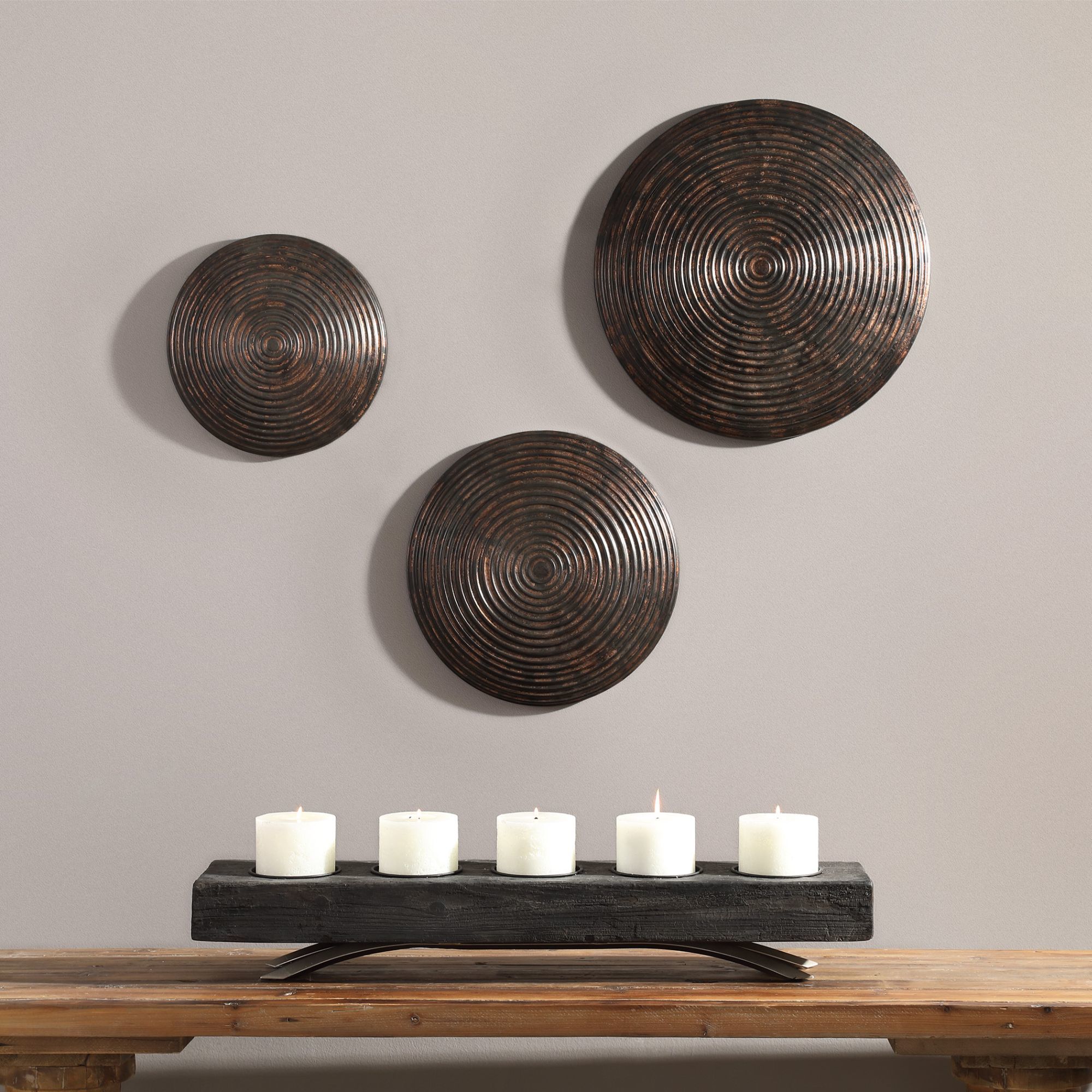 Uttermost Hanneli Aged Bronze 3-Piece Metal Wall Art Set