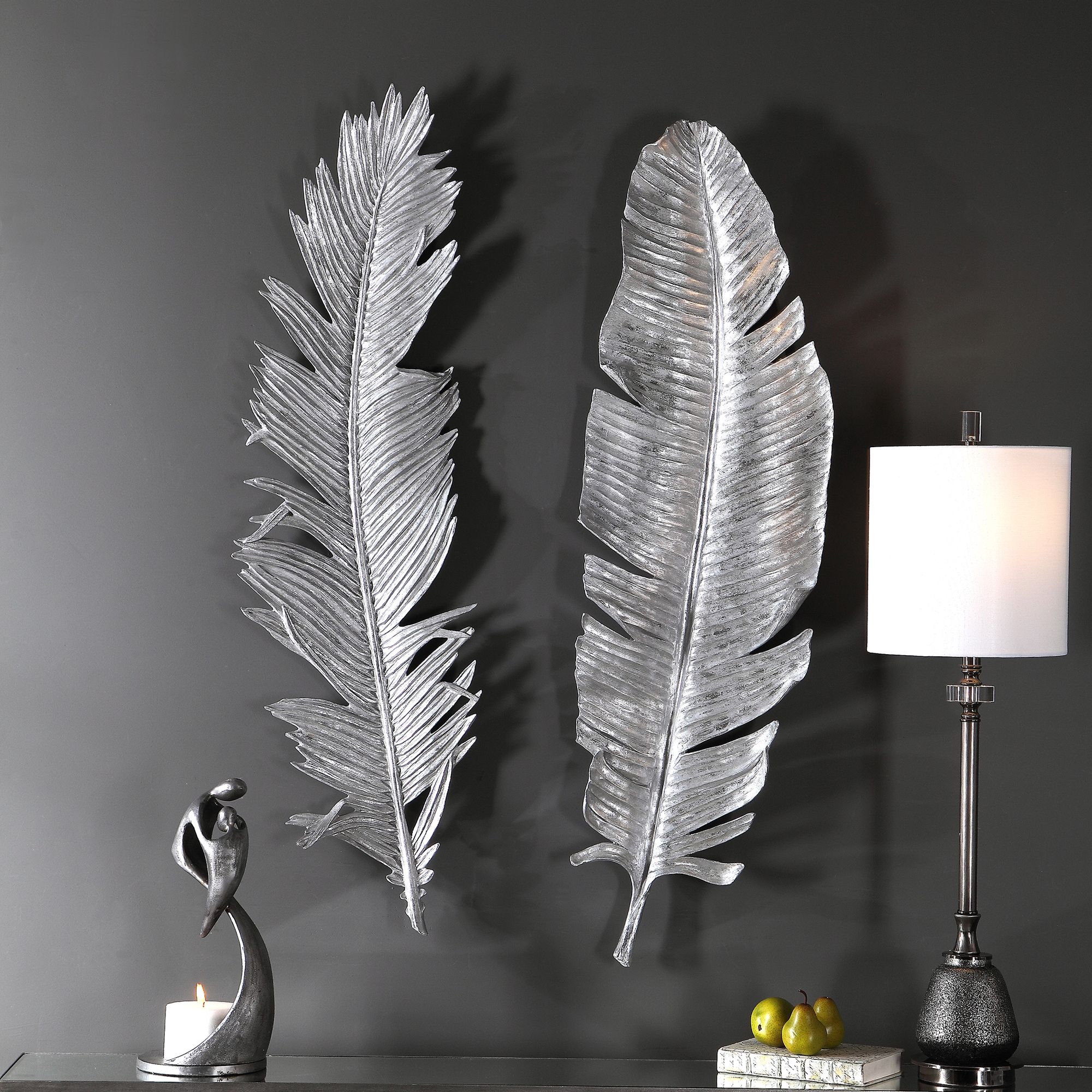 Uttermost Sparrow Silver Leaf 2-Piece Wall Art Set