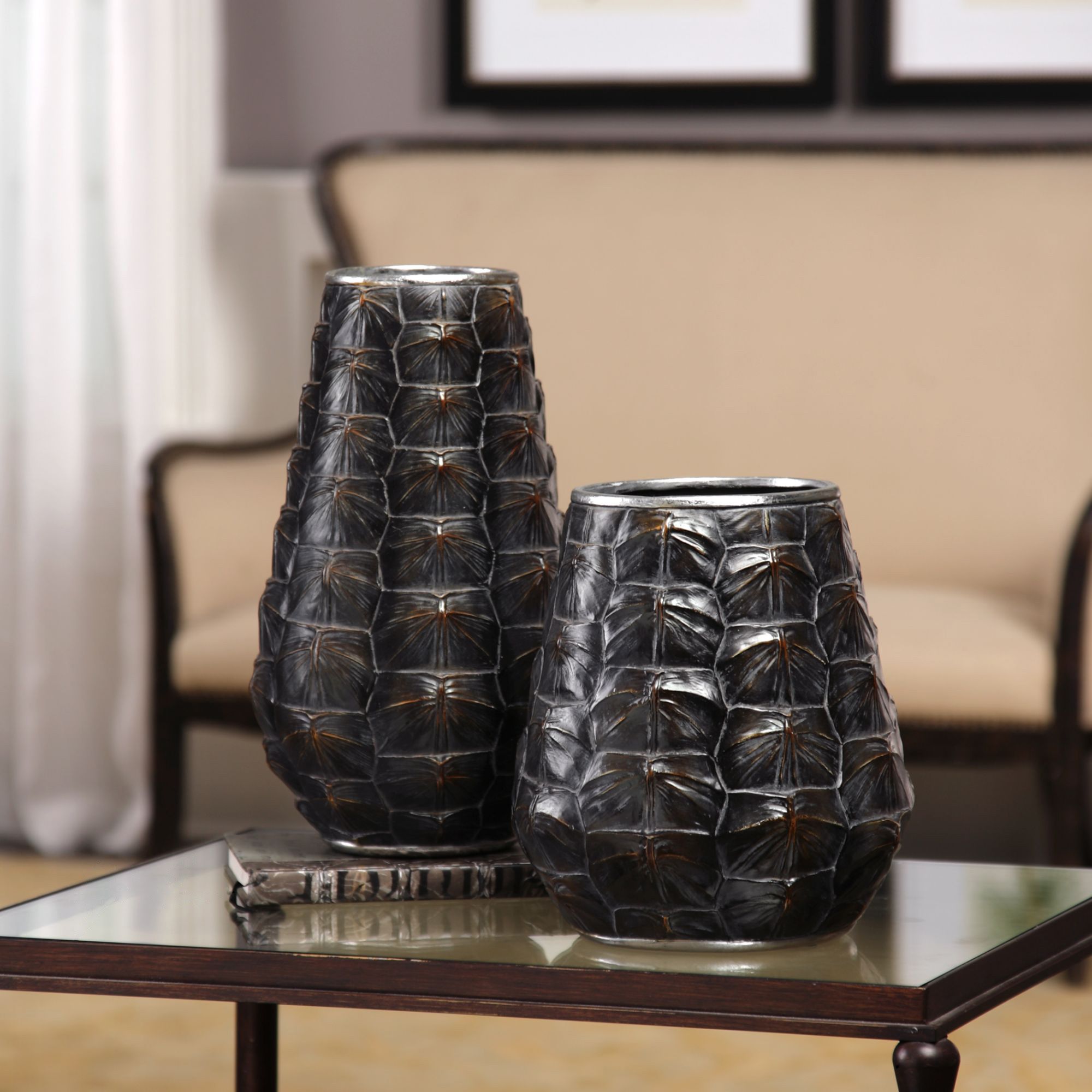 Uttermost Kapil Dark Brown Decorative Vases Set of 2