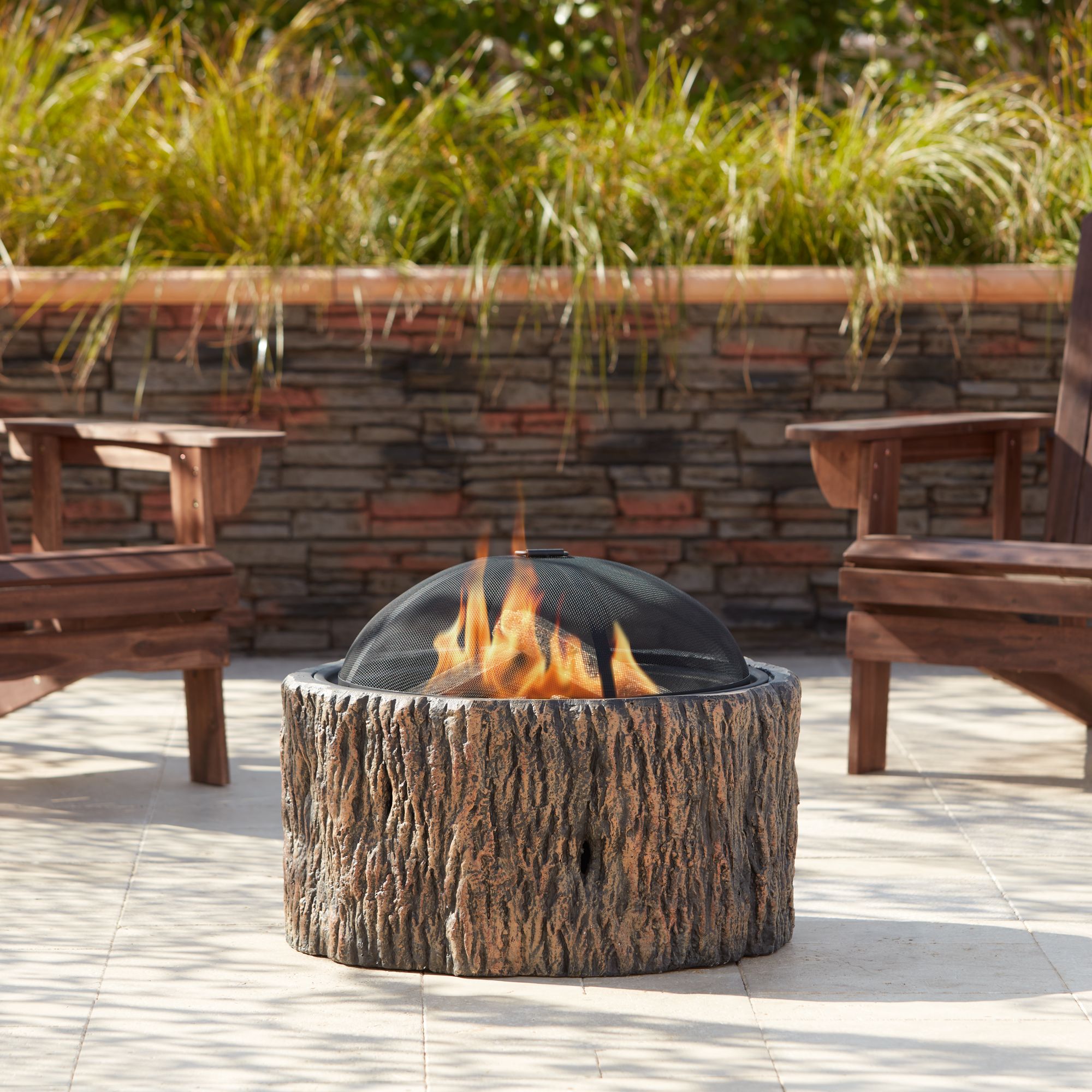 Blethen 27" Wide Brown Wood Burning Outdoor Fire Pit