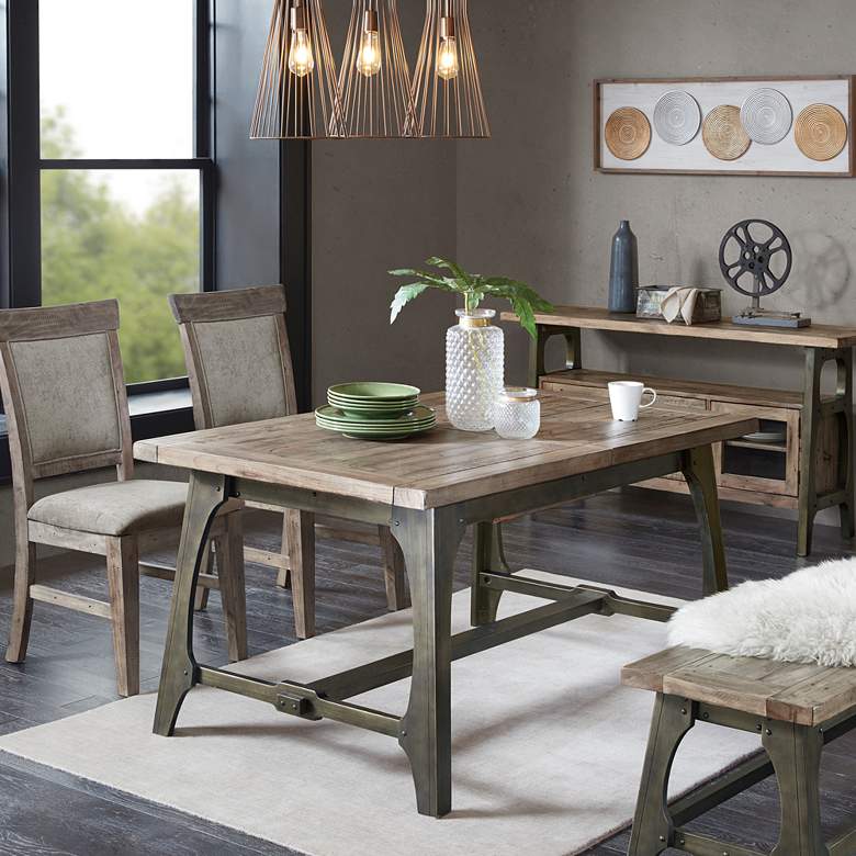 Oliver 75&quot;W Gray and Graphite Wood Extension Dining Table