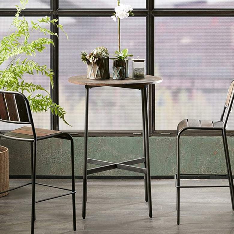 INK + IVY Renu 30&quot; Wide Light Brown and Gunmetal Bar Table