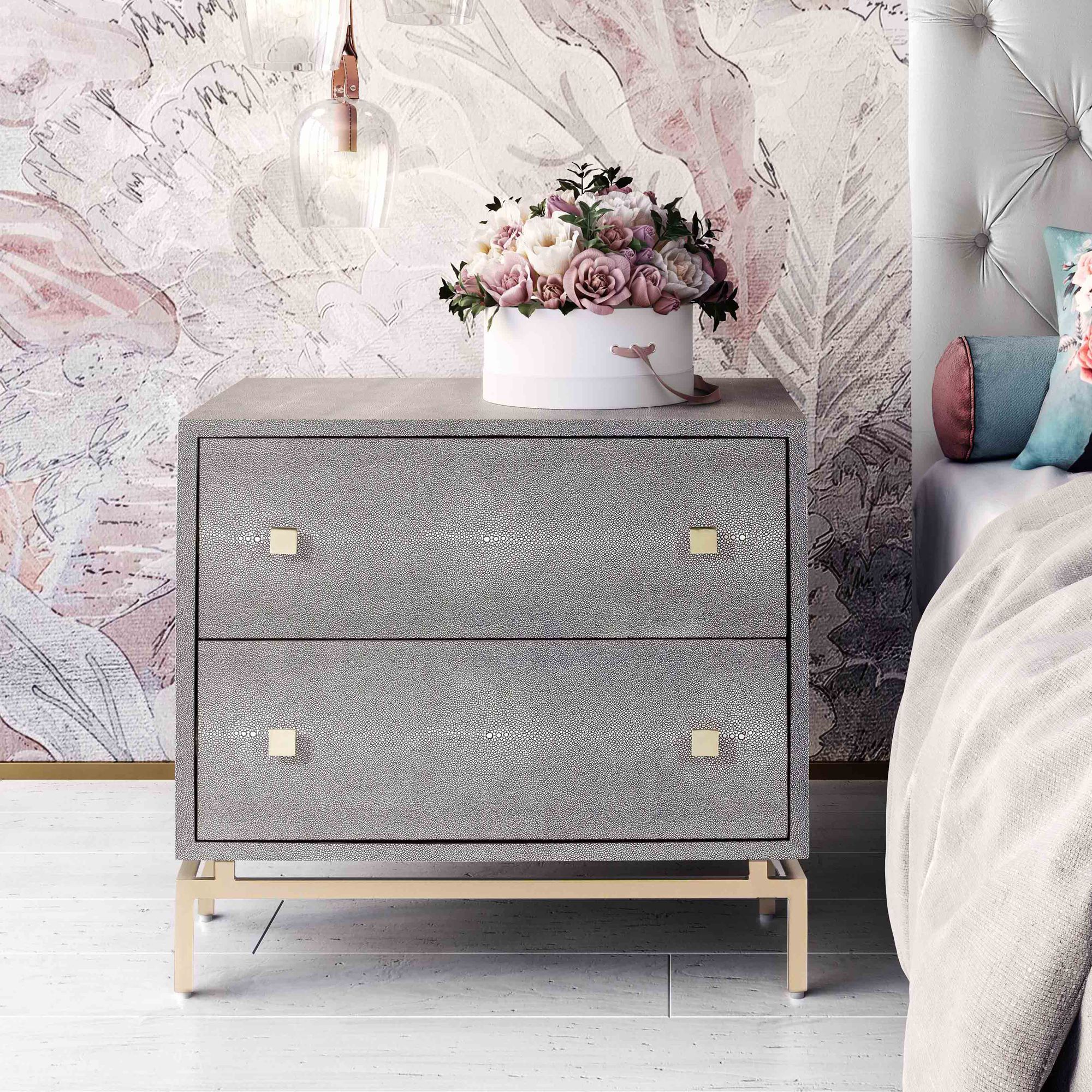 Pesce Shagreen 25" Wide Textured Gray 2-Drawer Nightstand