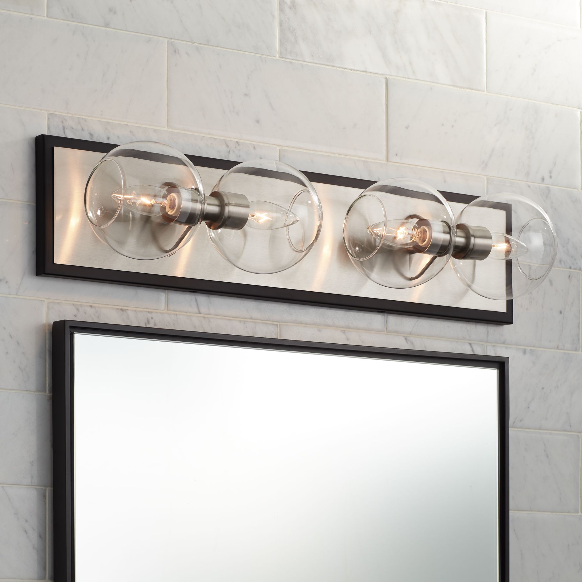 Rhodes 25 1/2" Wide Brushed Nickel and Black 4-Light Bath Light