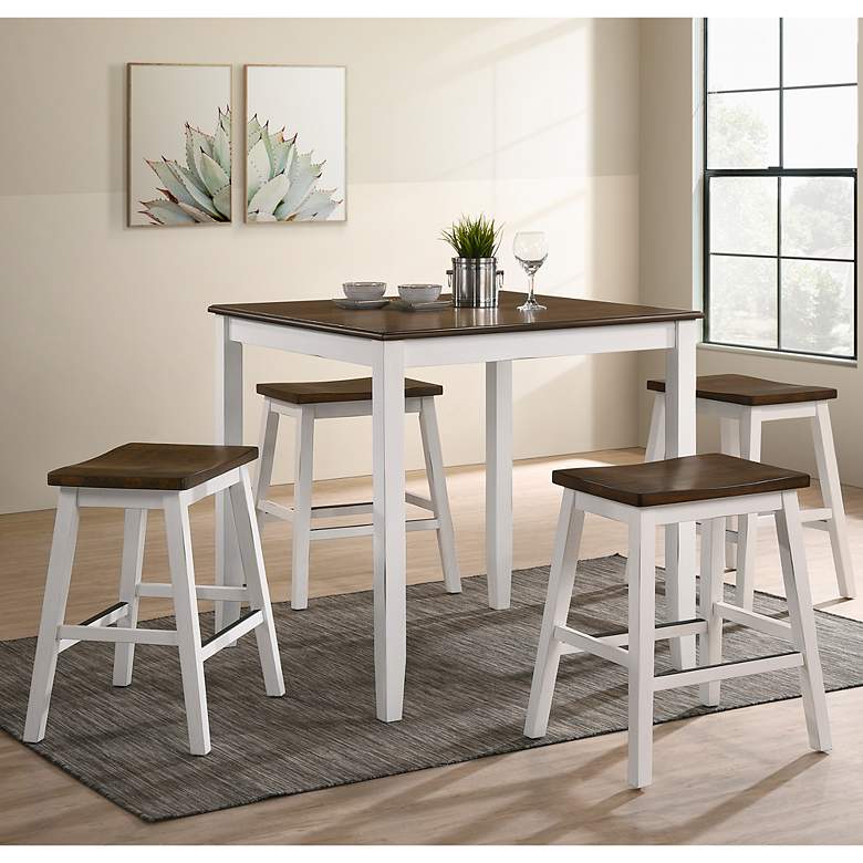 Image 1 Keystol Oak Light Sea White 5-Piece Counter Dining Table Set