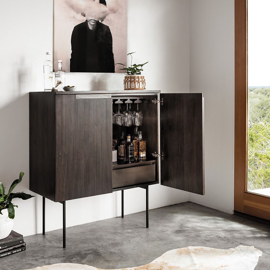 Morrison 40" Wide Warm Natural Mindi 2-Door Bar Cabinet