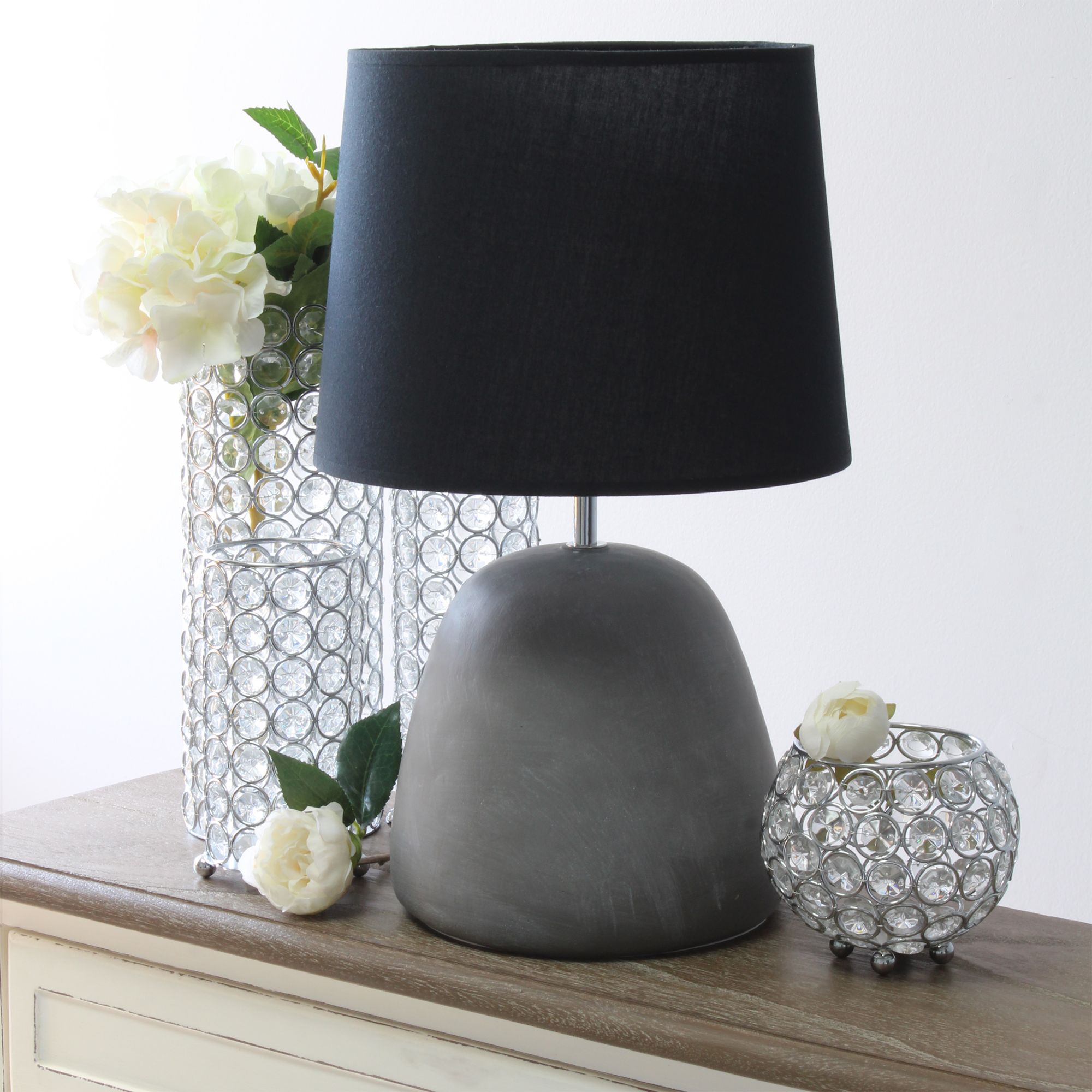 Simple Designs 16 1/2" High Black Shade Gray Accent Table Lamp 89D93 Lamps Plus