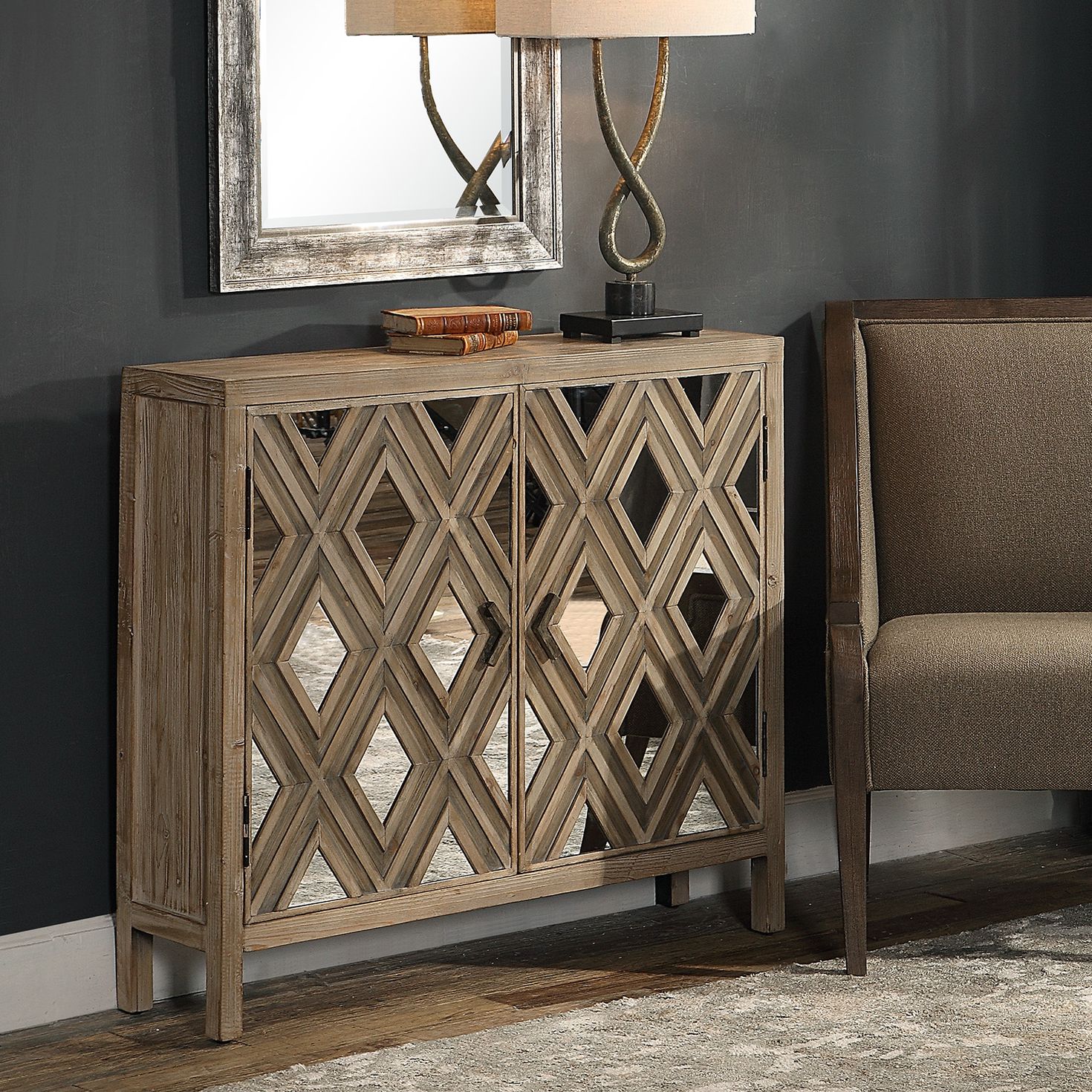 Tahira 42 1/4"W Ivory w/ Chestnut Gray 2-Door Accent Cabinet