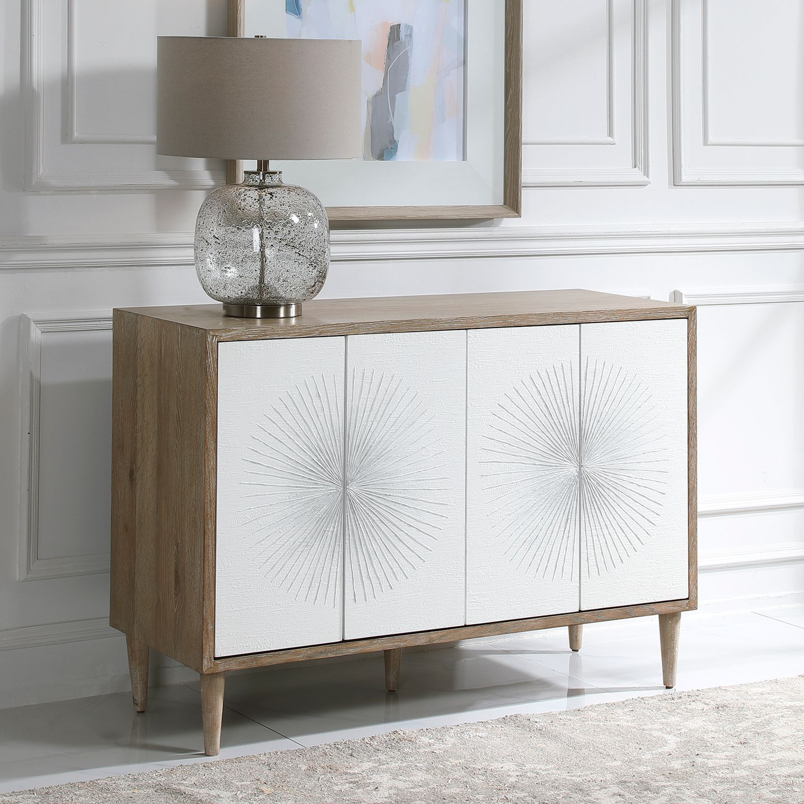 Uttermost Shield 38" Wide Gray Oak 2-Door Accent Cabinet