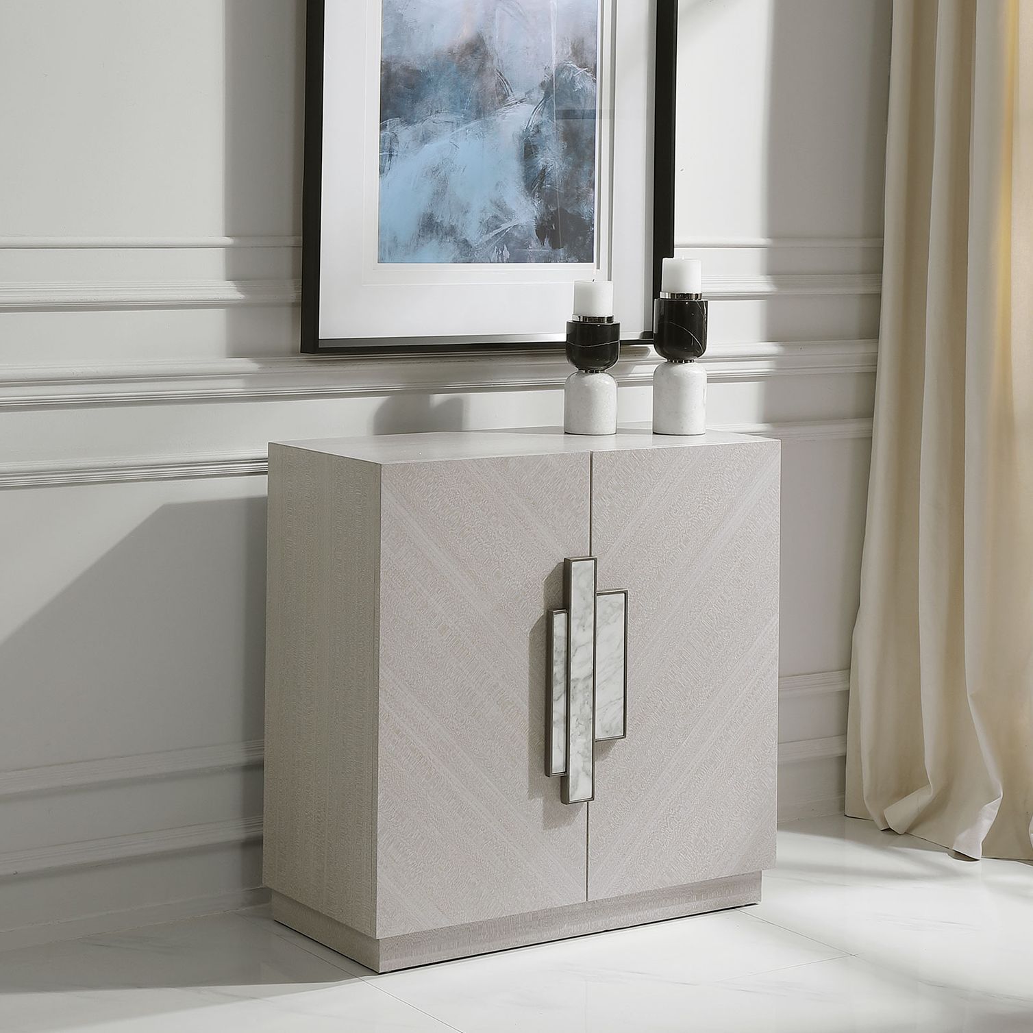 Uttermost Viela 34" Wide Soft Gray 2-Door Accent Cabinet 