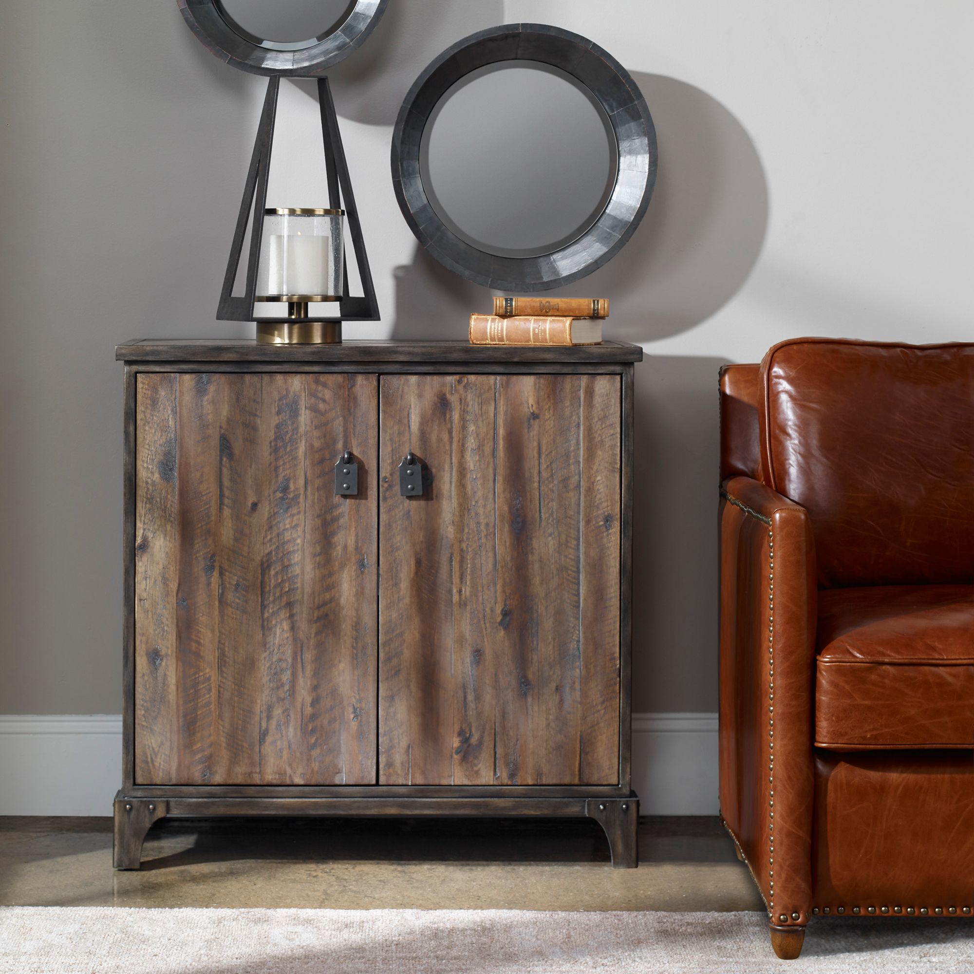 Uttermost Trevin 34" Wide Light Walnut 2-Door Accent Cabinet