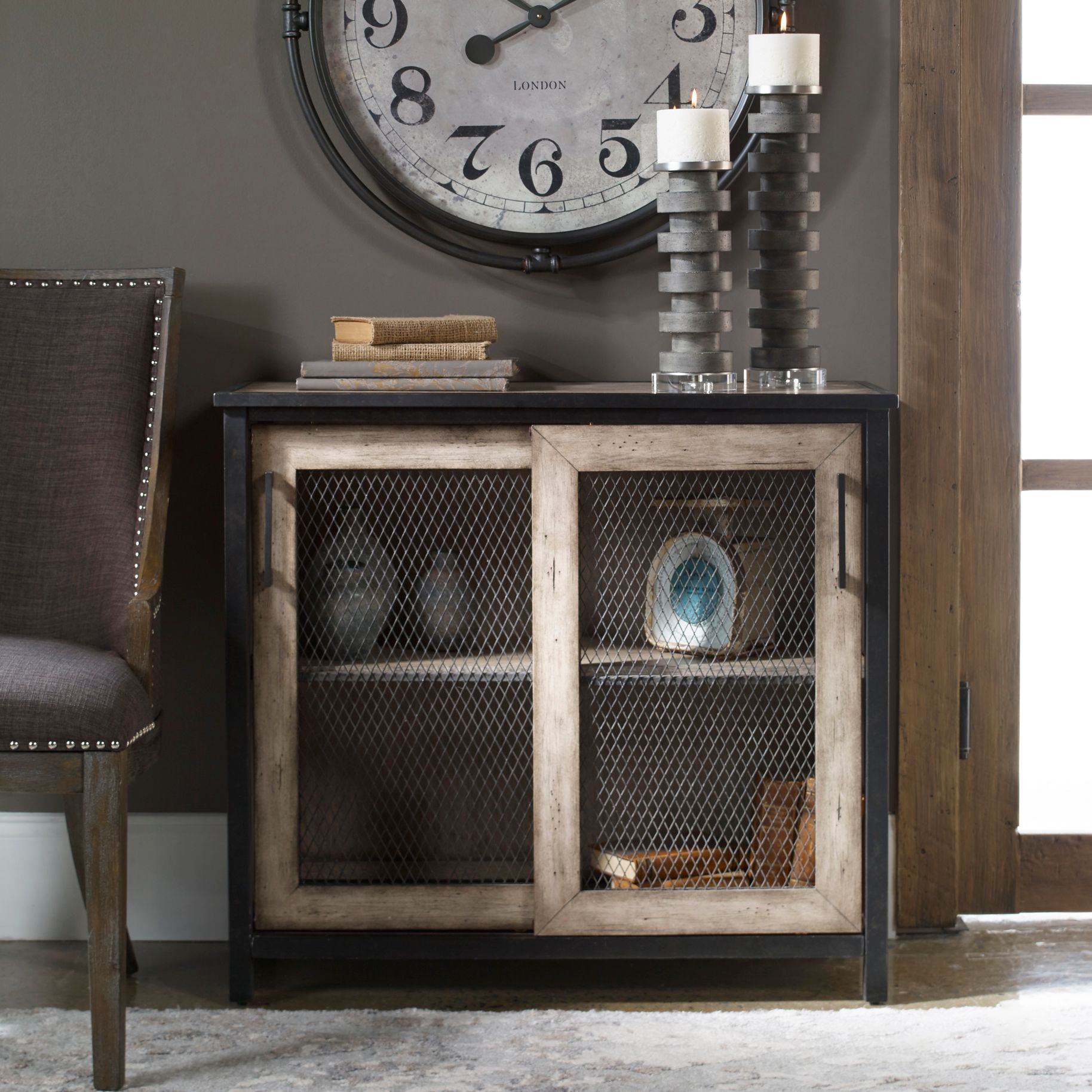 Uttermost Dylan 36" Wide Aged Driftwood Gray Accent Cabinet