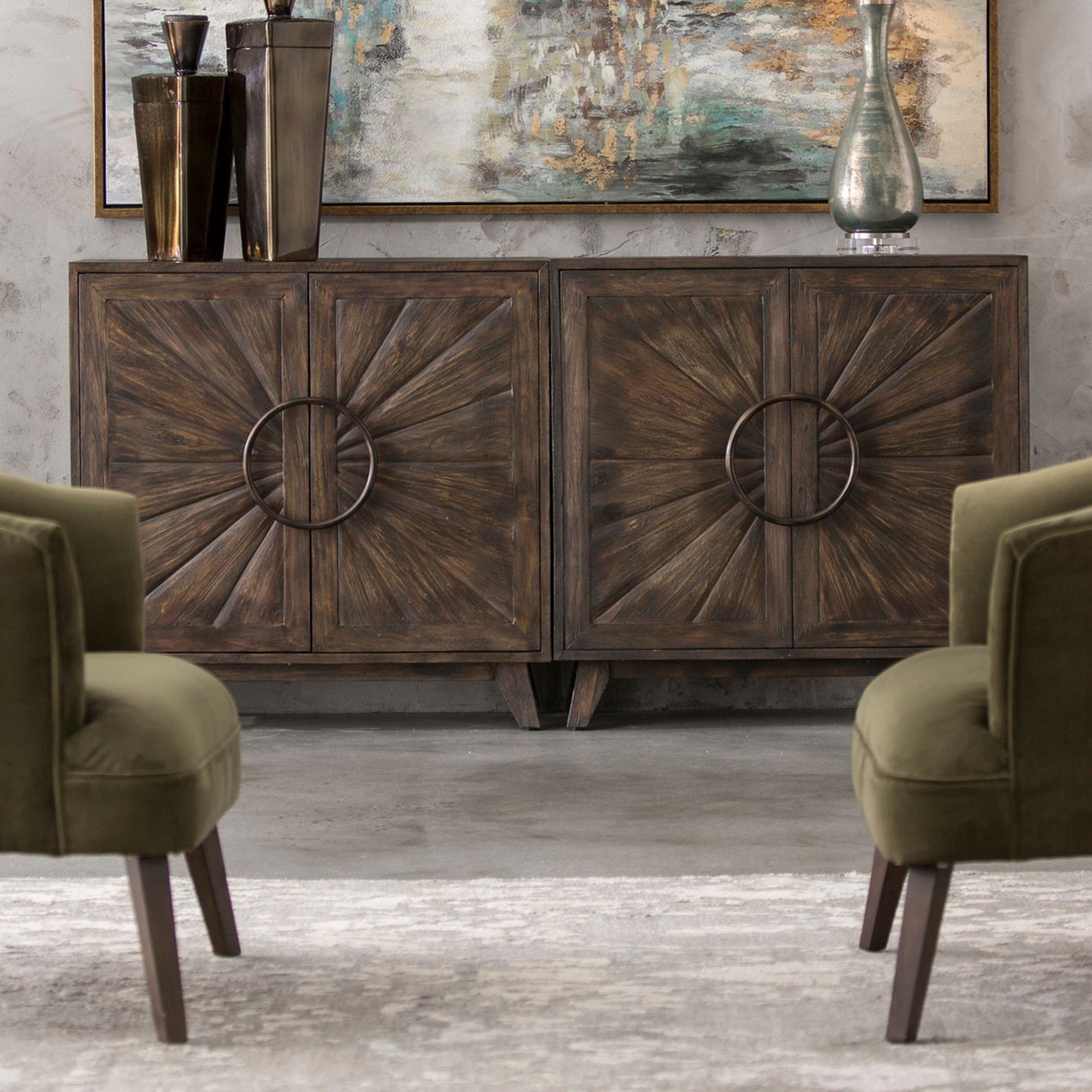 Uttermost Kohana 36" Wide Worn Black 2-Door Accent Cabinet