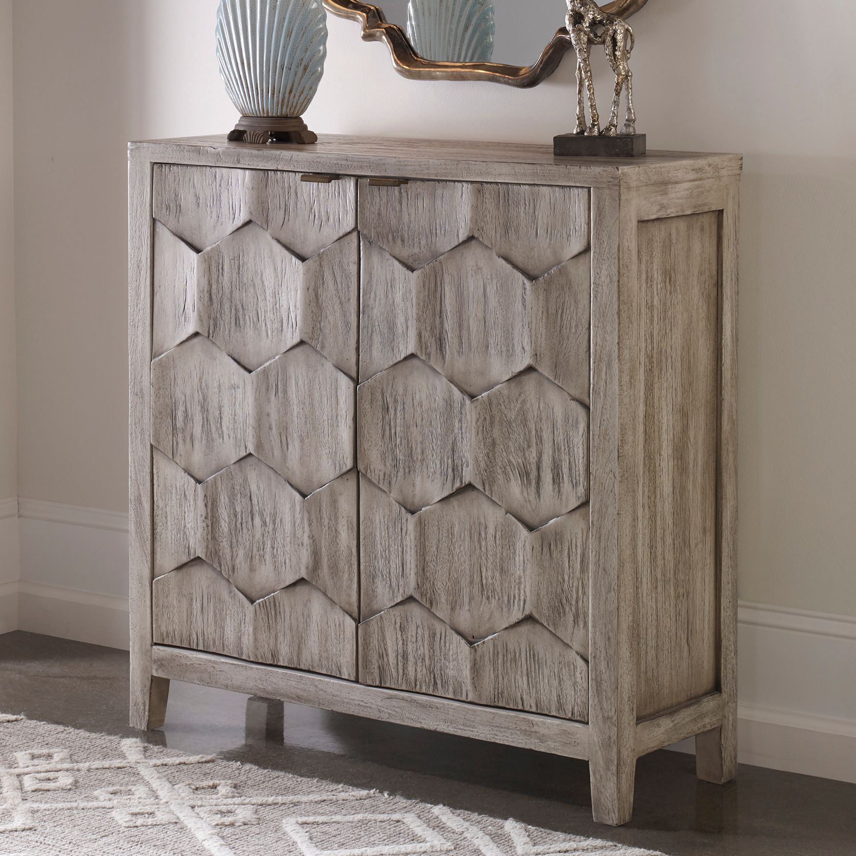 Uttermost Catori 34"W Smoked Ivory 2-Door Accent Cabinet