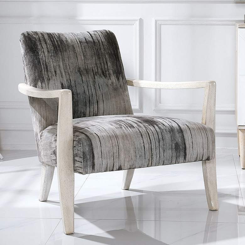 Image 1 Uttermost Watercolor Charcoal and Gray Accent Chair