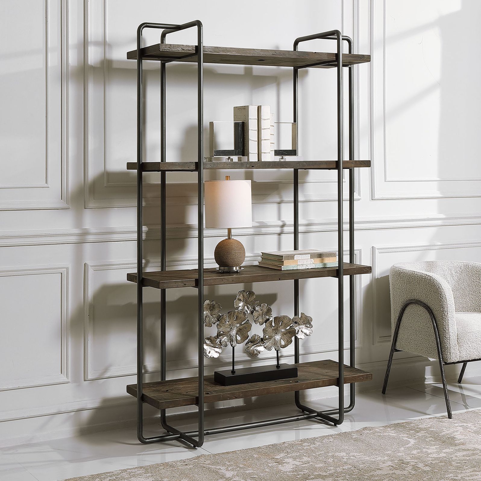 Uttermost Stilo 18" Wide 4-Shelf Brown Wood Etagere