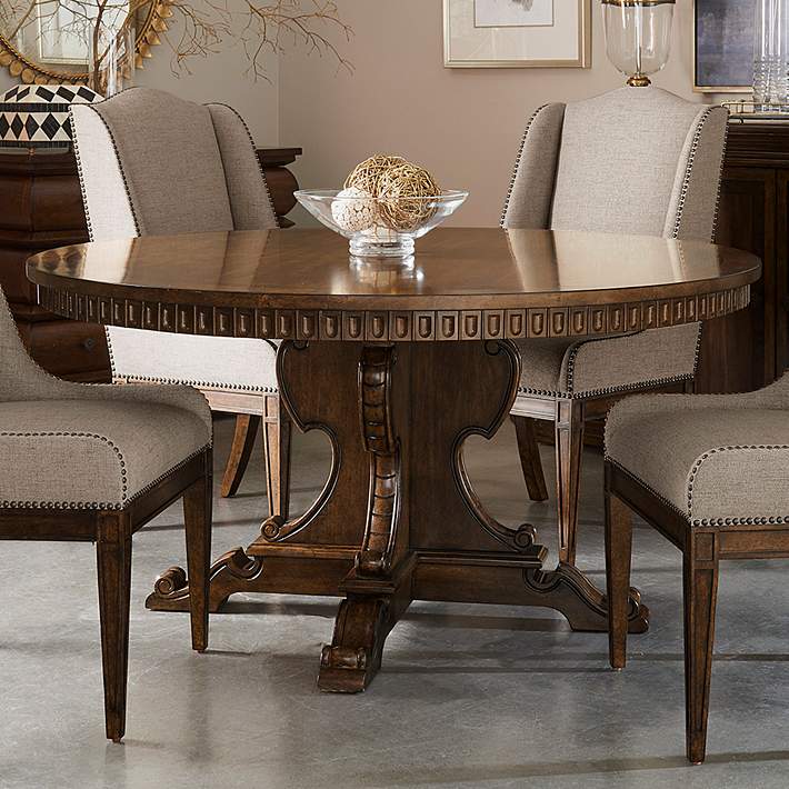 Kingsport 60 Wide Medium Oak Round, Round Formal Dining Table With Leaf