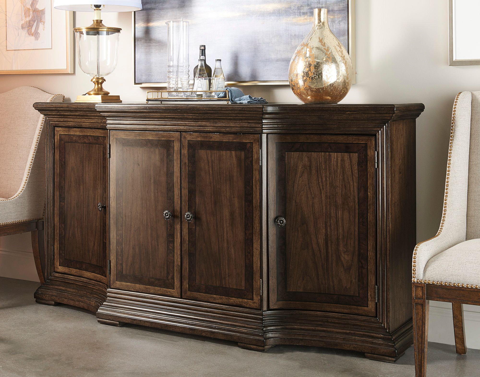 Kingsport 75 1/2" Wide Medium Oak 4-Door Wood Buffet