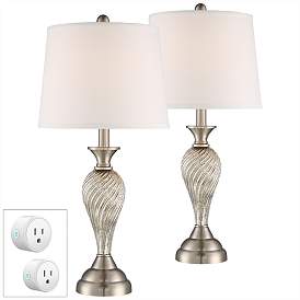Arden Brushed Nickel Column Lamp Set of 2 with WiFi Smart Sockets