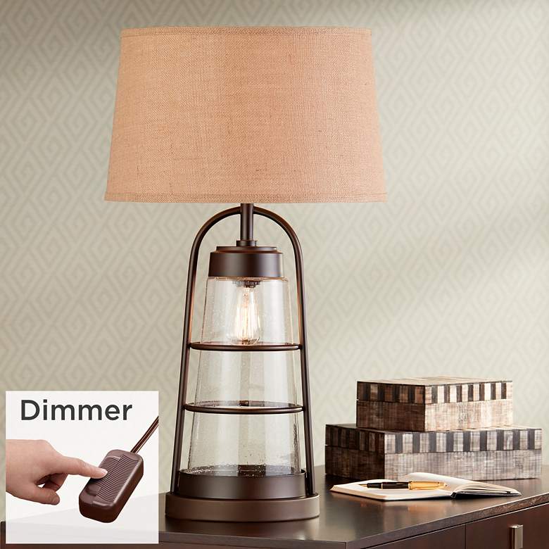 Industrial Lantern Lamp with Night Light with Table Top Dimmer