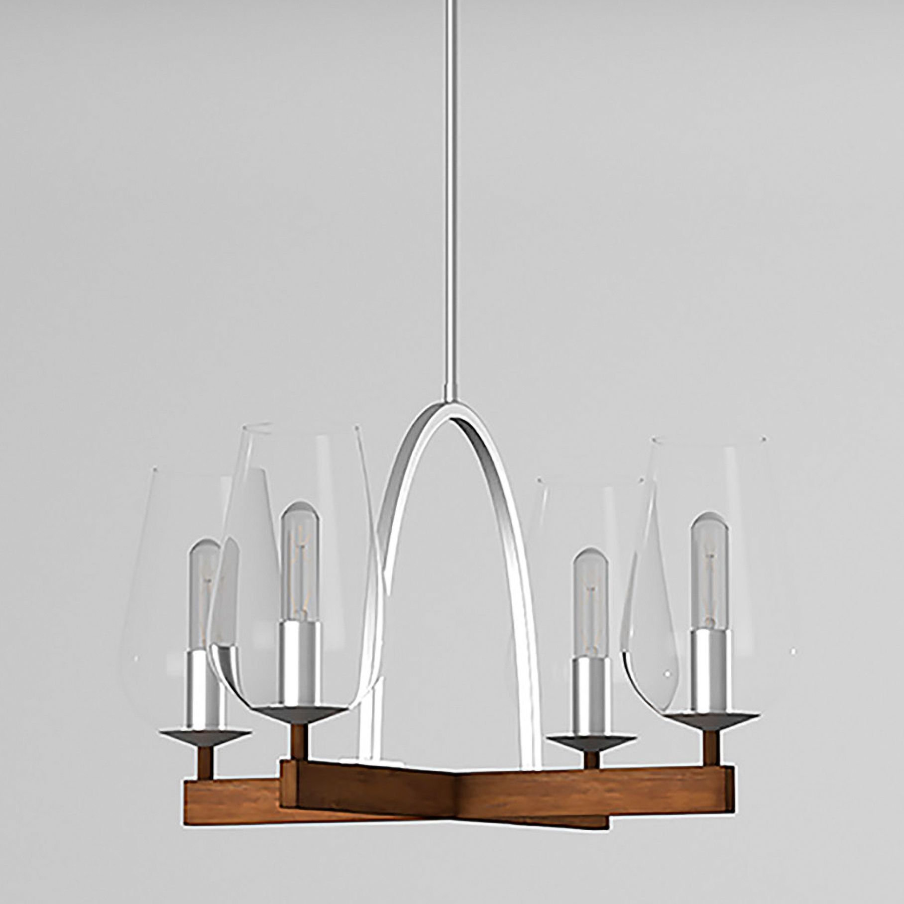 Birnamwood 20" Wide Koa Wood with Pewter 4-Light Chandelier