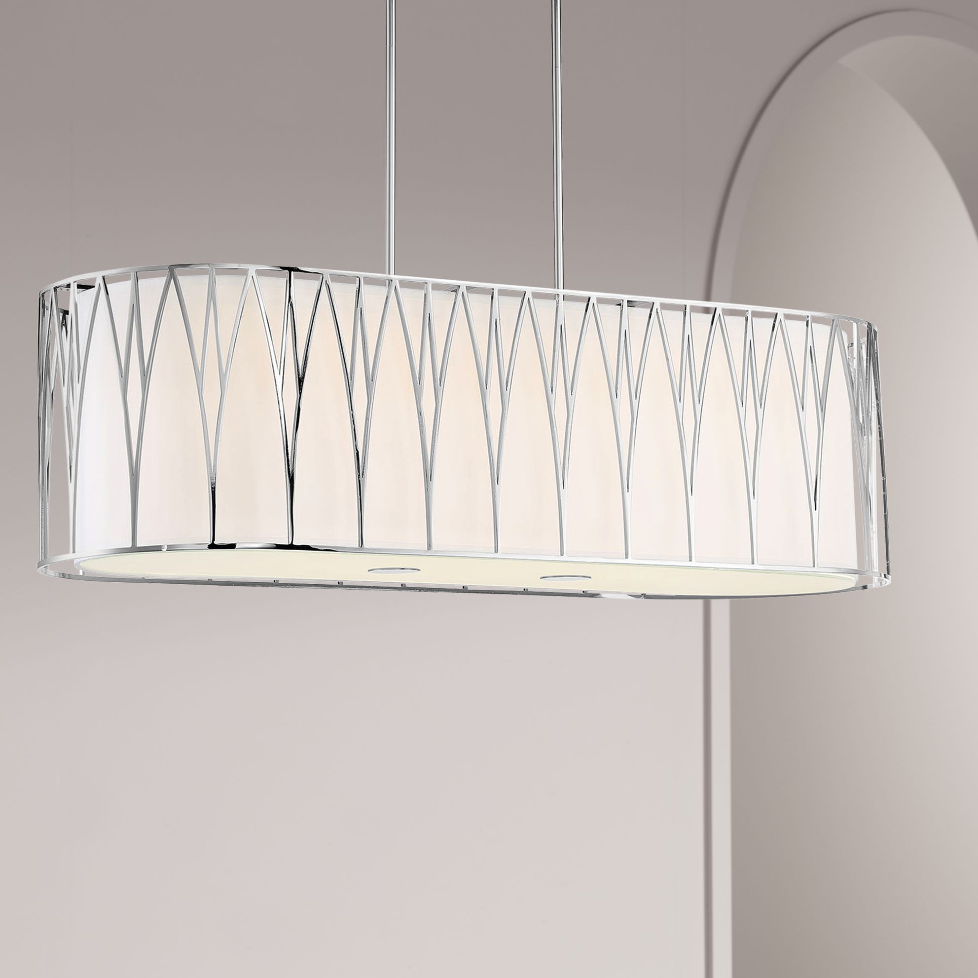 Regal Terrace 42"W Polished Nickel LED Island Pendant Light