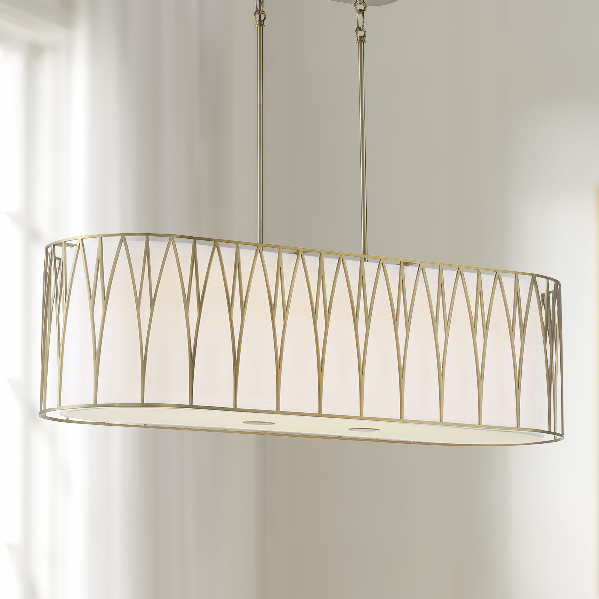 Regal Terrace 42" Wide Soft Brass LED Island Pendant Light