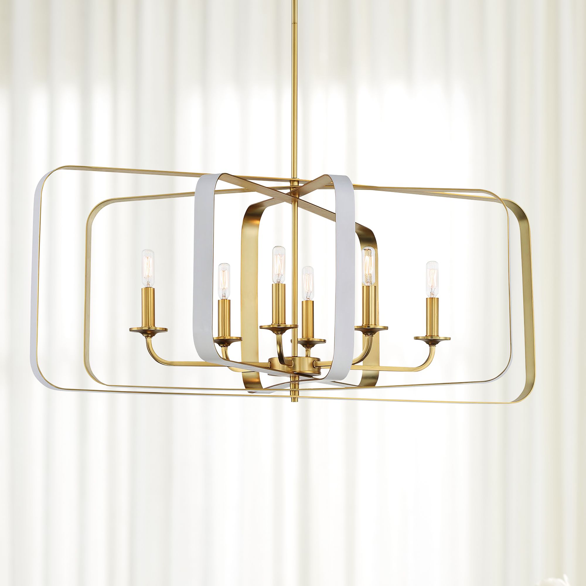 Aureum 40" Wide Gold and White 6-Light Island Pendant Light