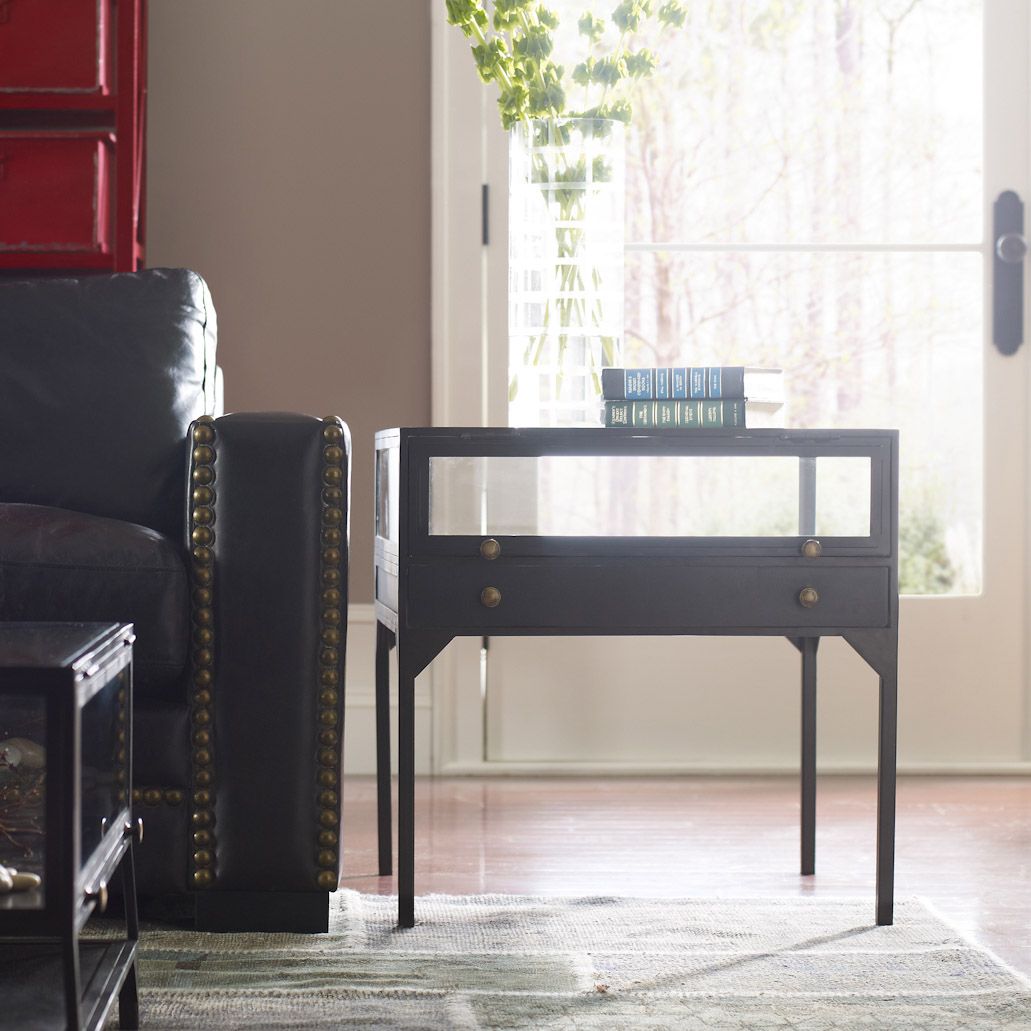 Shadow Box 24" Wide Matte Black 1-Drawer End Table