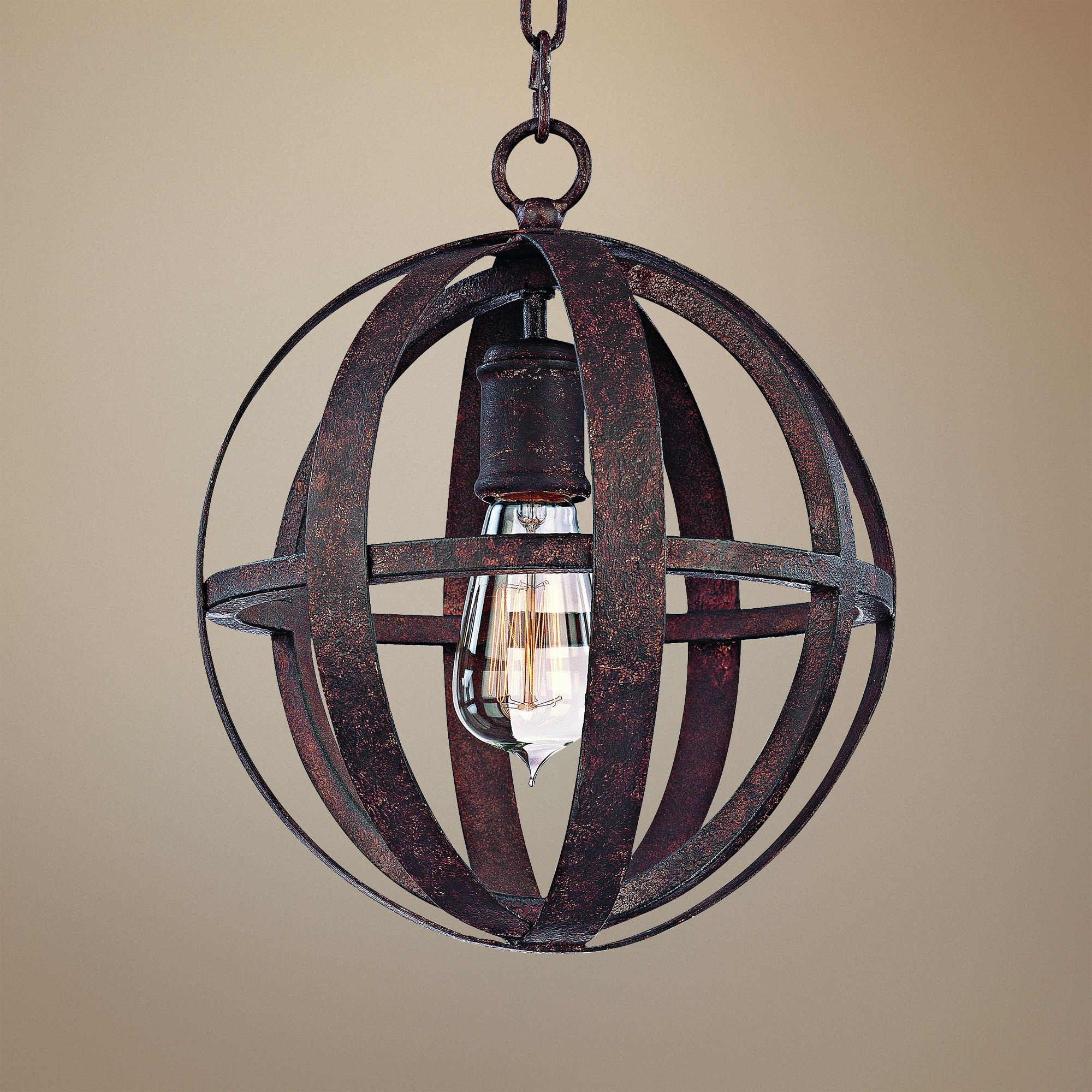 Flatiron 10" Wide Weathered Iron Orb Pendant Light