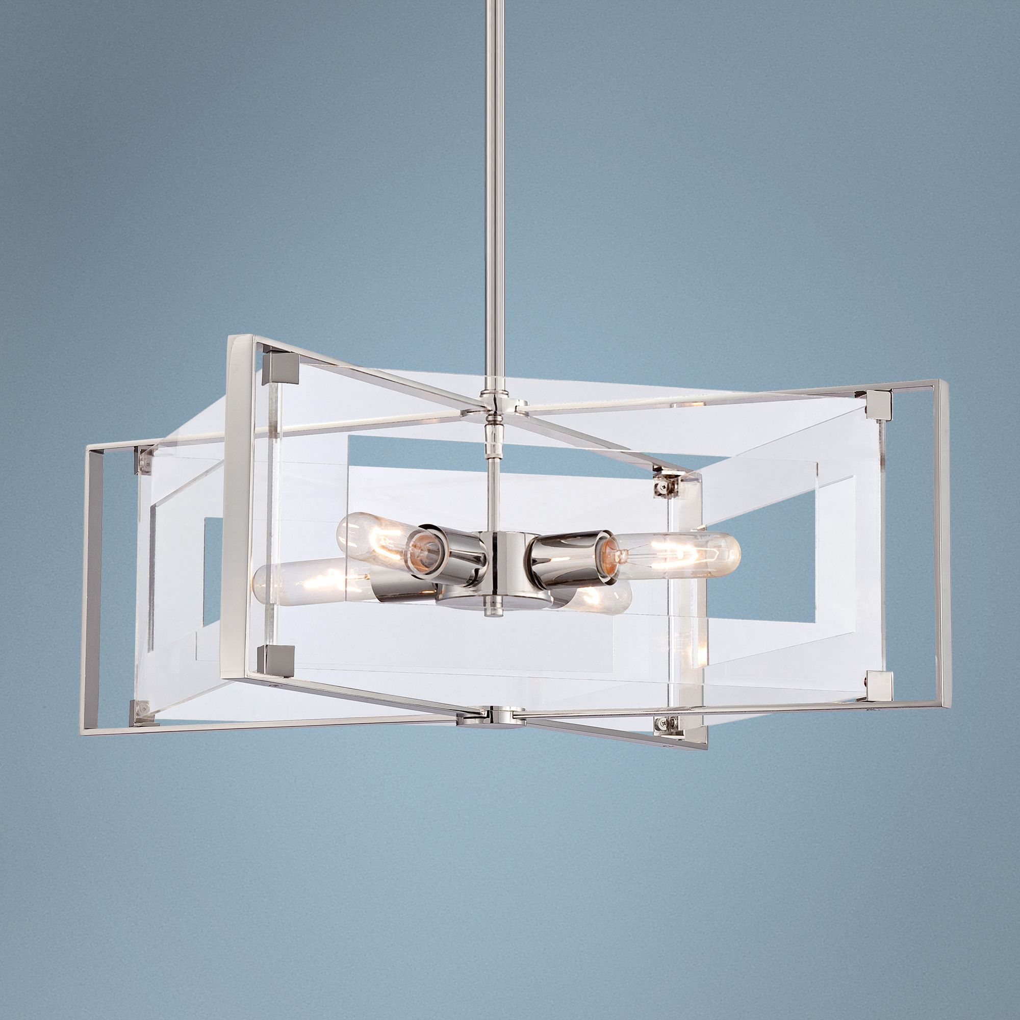 Crystal Clear 19 3/4"W Polished Nickel 4-Light Pendant