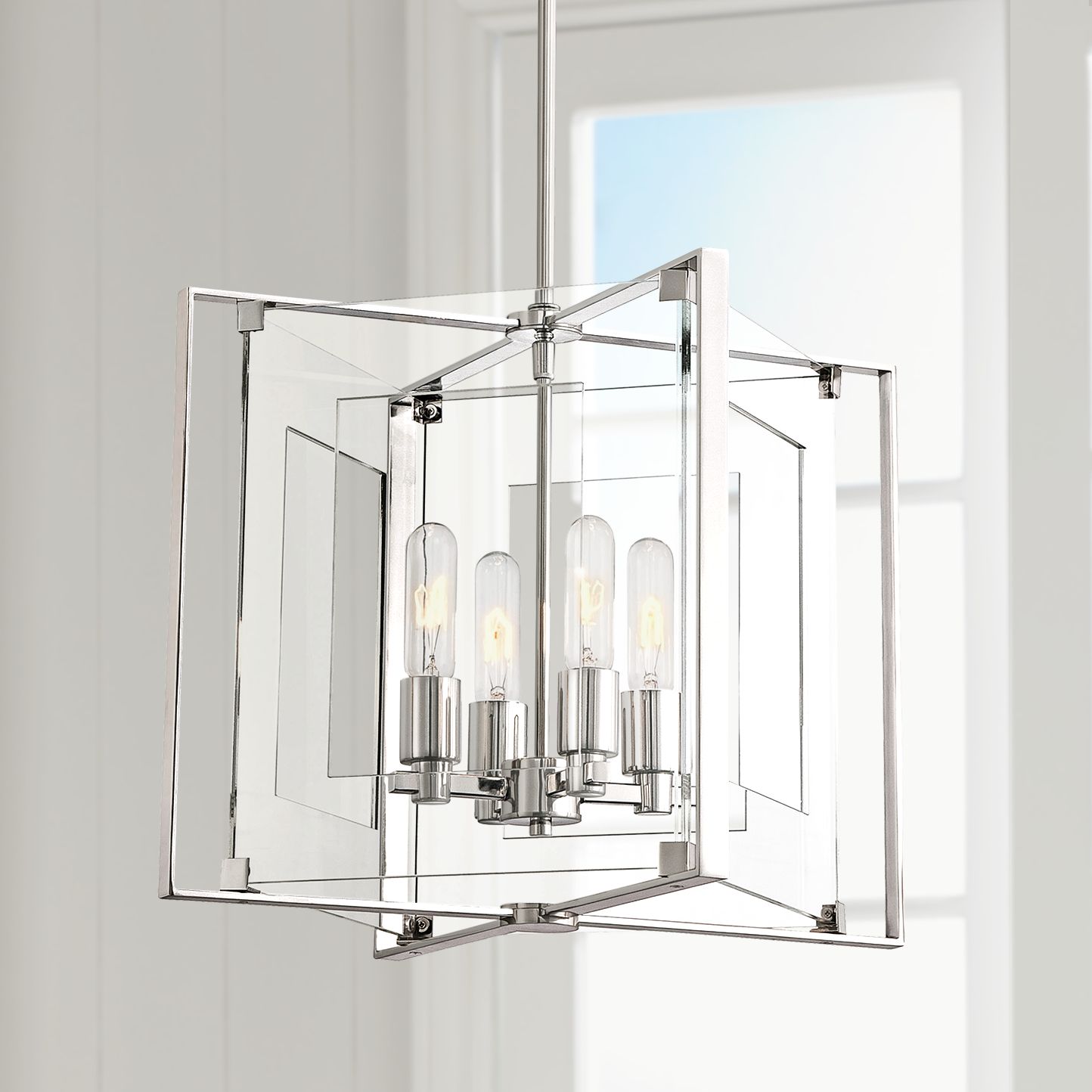 Crystal Clear 14 3/4"W Polished Nickel 4-Light Pendant