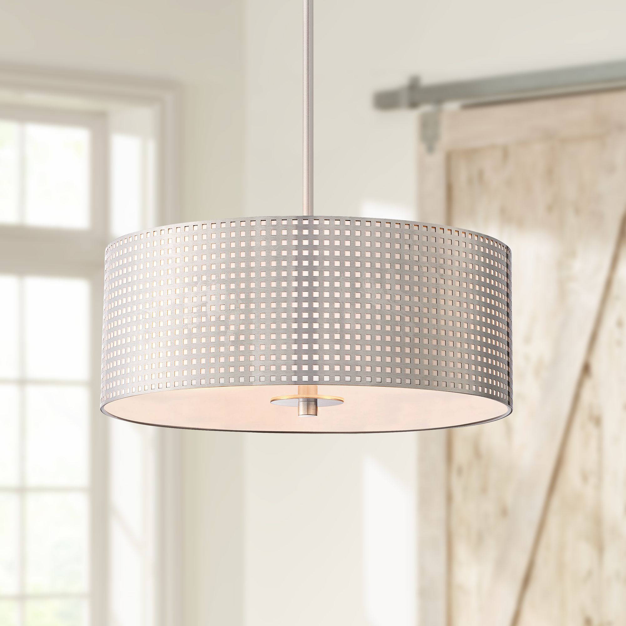George Kovacs Grid 18"W Brushed Nickel 3-Light Pendant