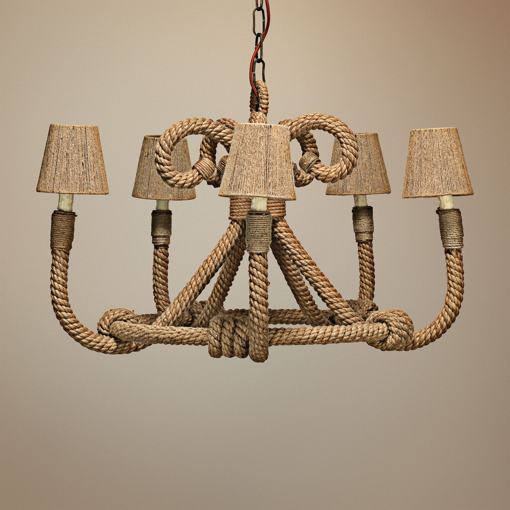 Jamie Young Nautique Jute 30" Wide 5-Light Chandelier