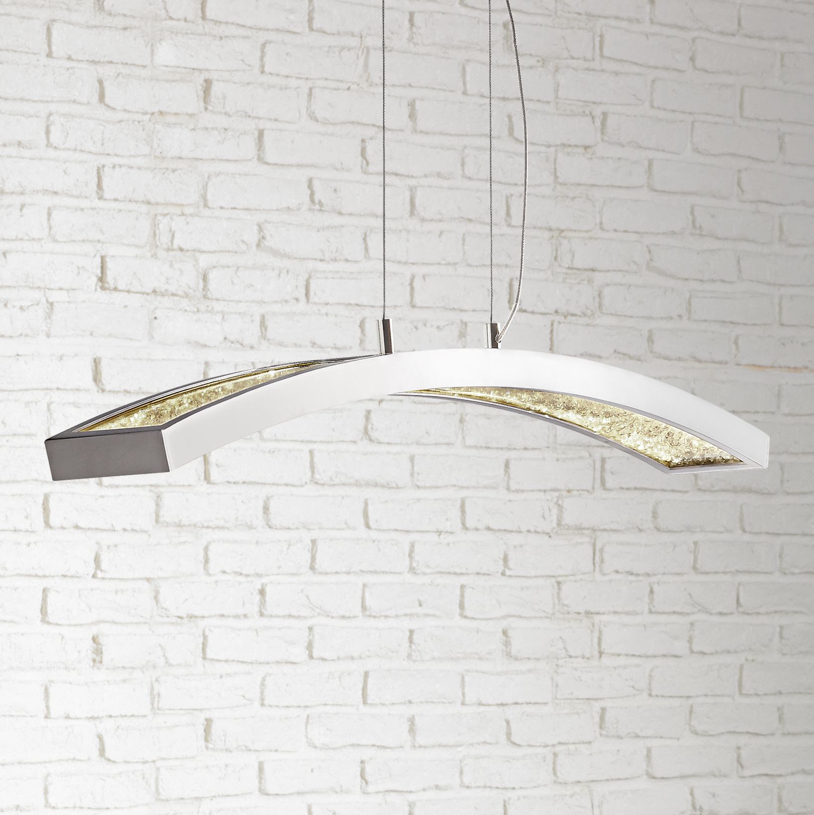 Crushed Ice 36" Wide Chrome LED Kitchen Island Light Pendant