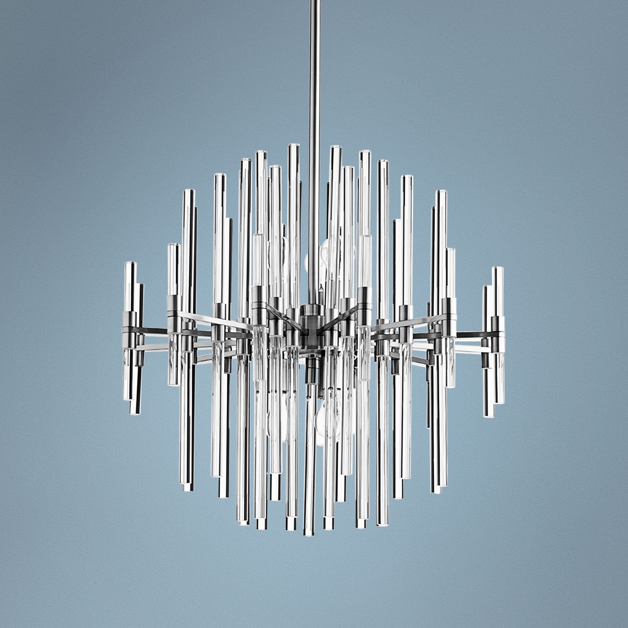 Quebec 22" Wide Satin Nickel Glass 6-Light Pendant