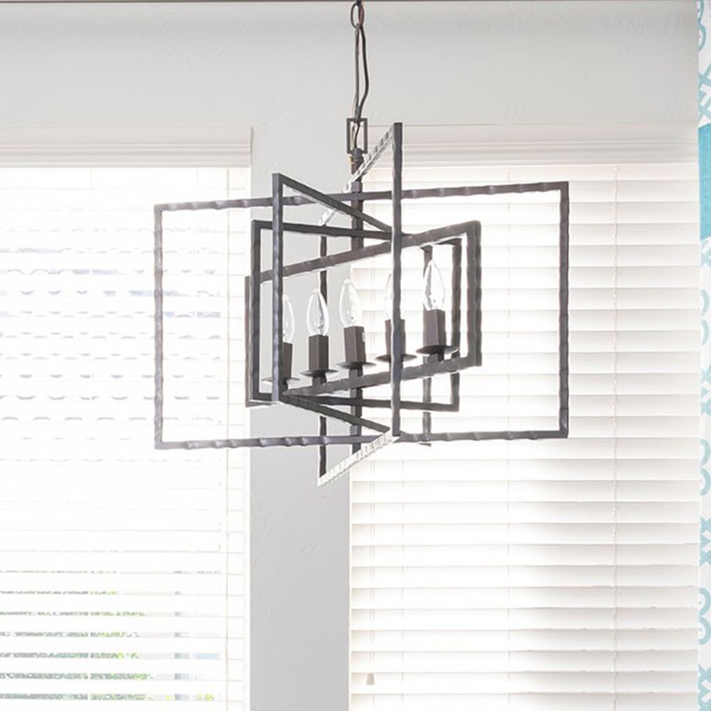 Crystorama Capri 24"W Raw Steel 5-Light Pendant