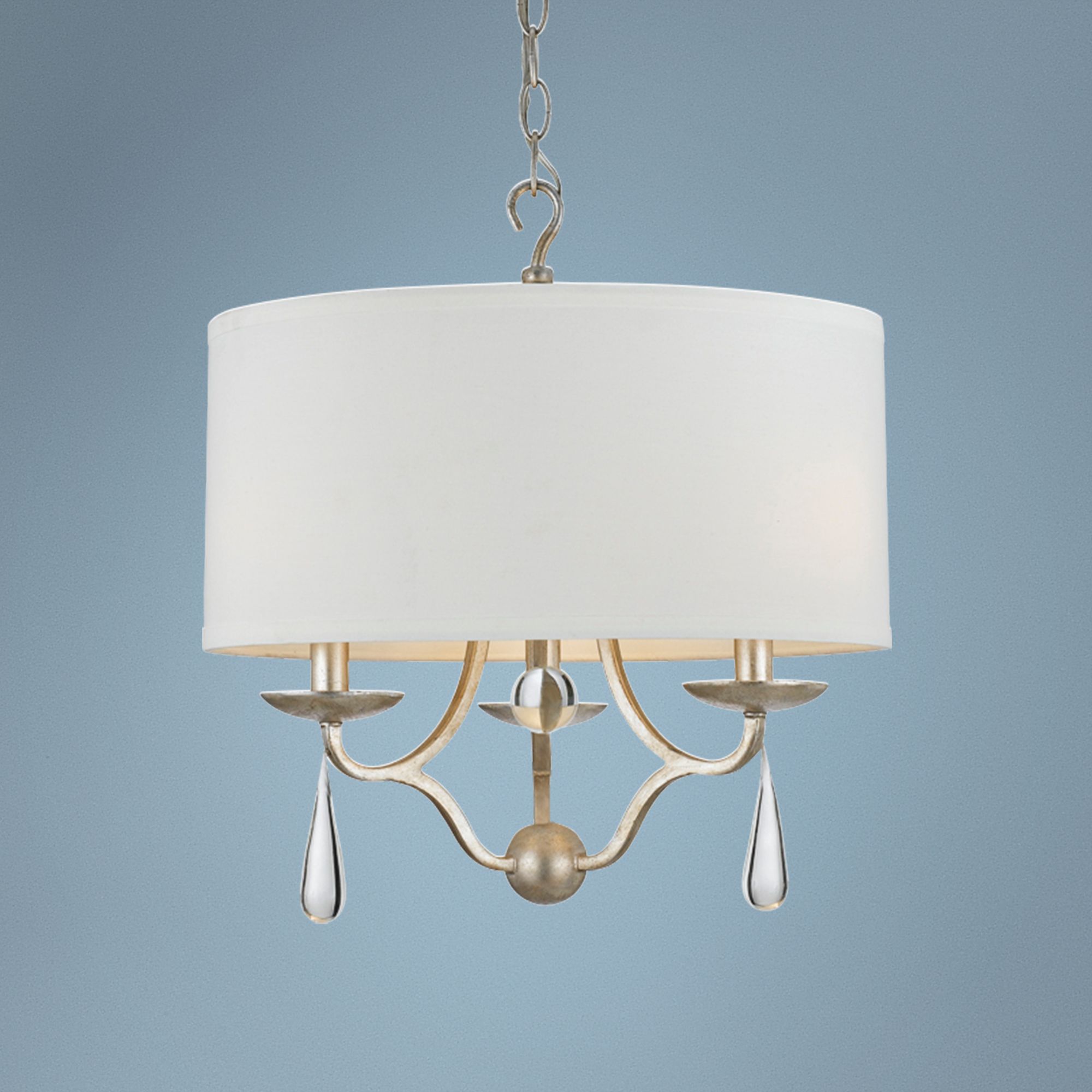 Crystorama Manning 16" Wide Silver Leaf 3-Light Pendant