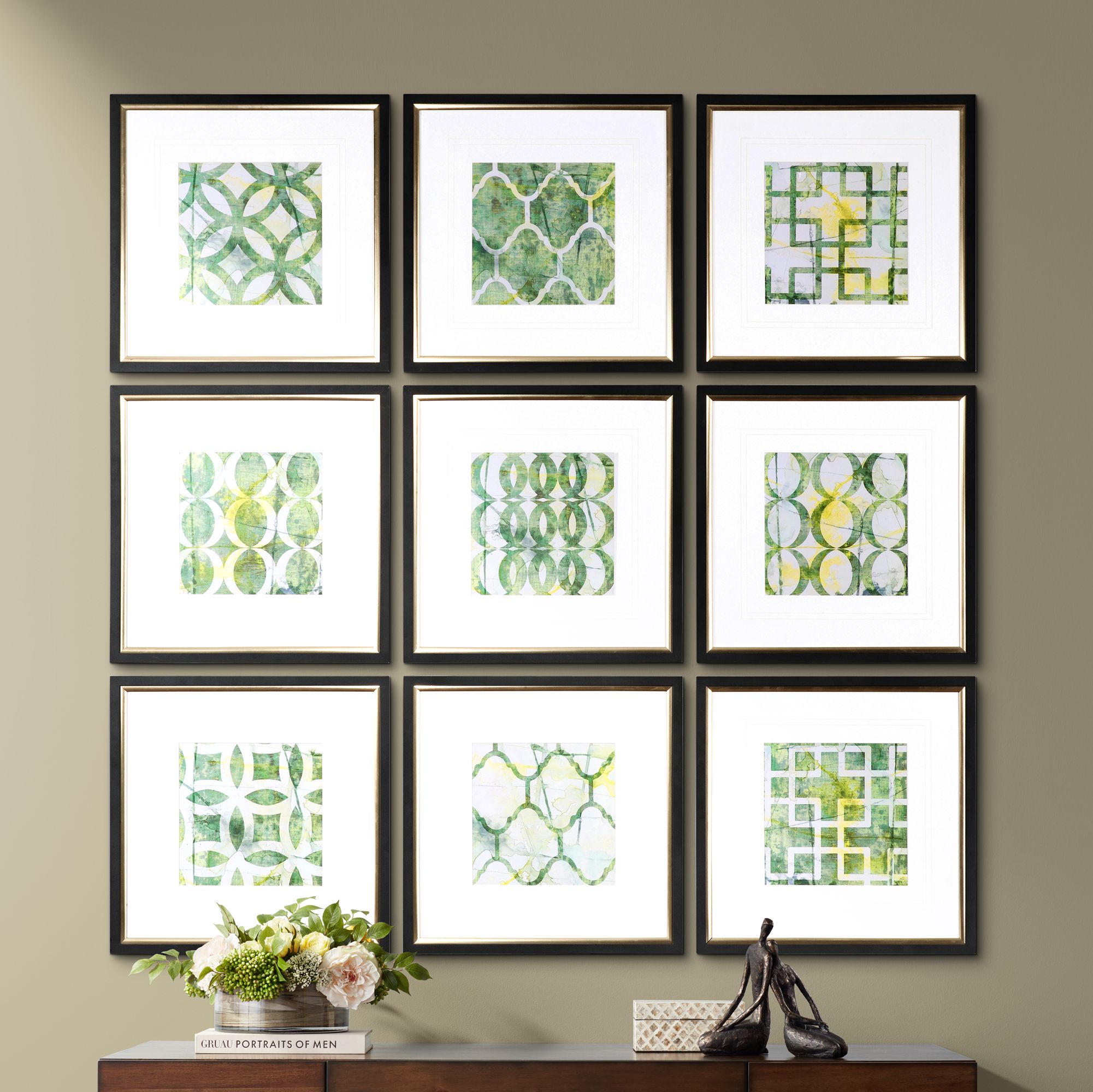 Uttermost Metric Links 9-Piece 22 3/4" Square Wall Art Set