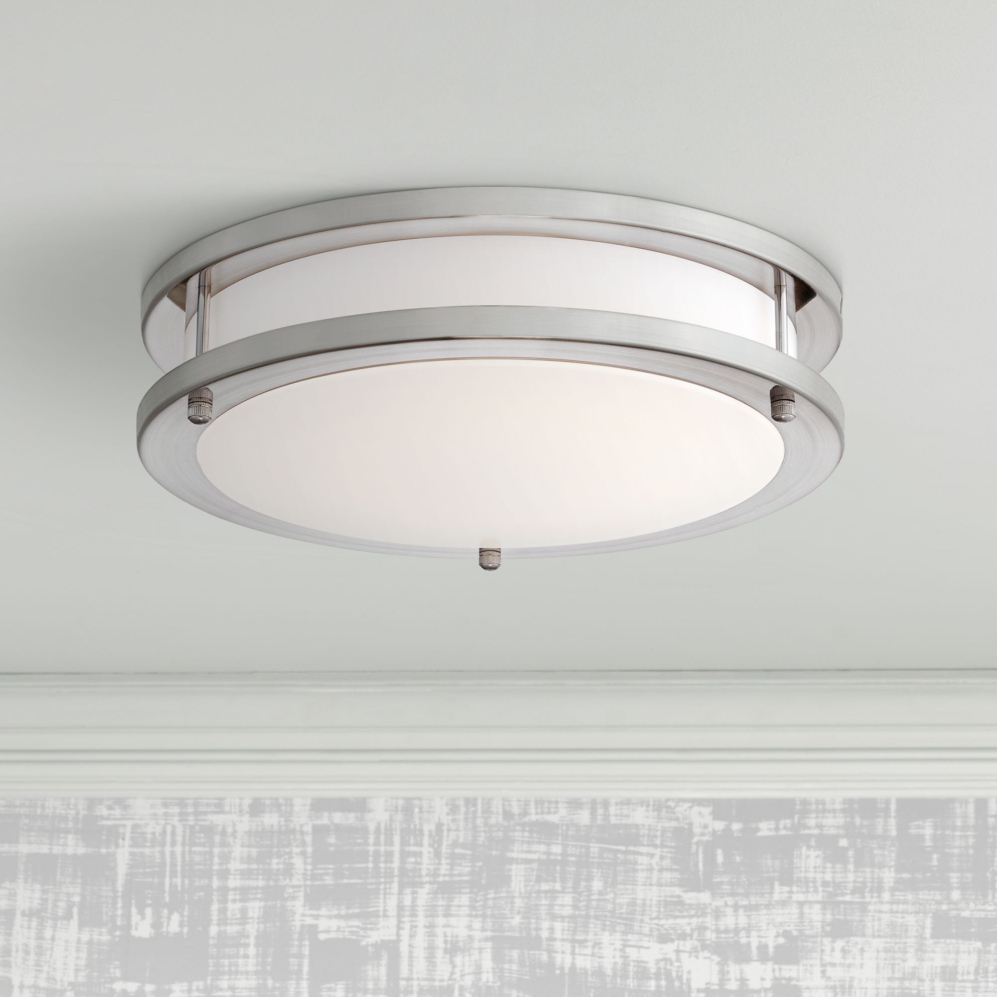 Leeds Satin Nickel 12" Wide LED Ceiling Light